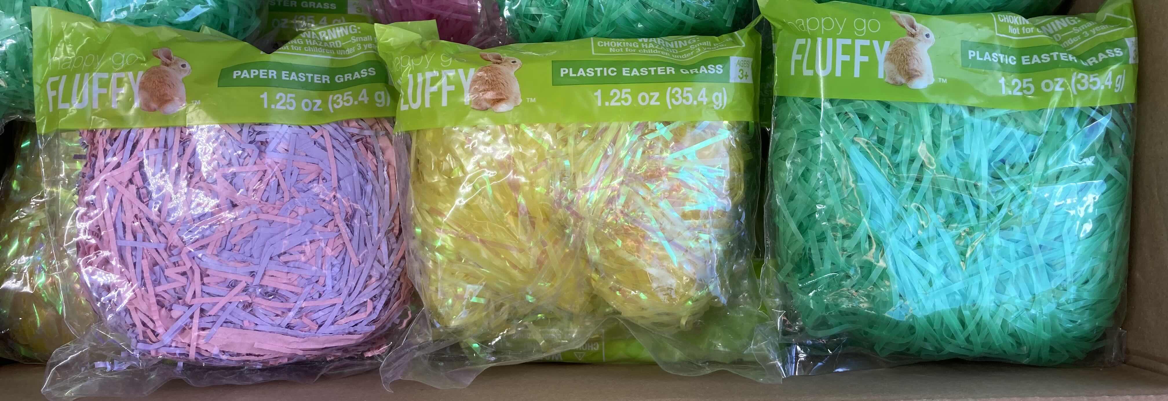 Photo 2 of NEW HAPPY GO FLUFFY PAPER EASTER GRASS 1.25OZ BAGS (APPROX 40 BAGS PER CASE)