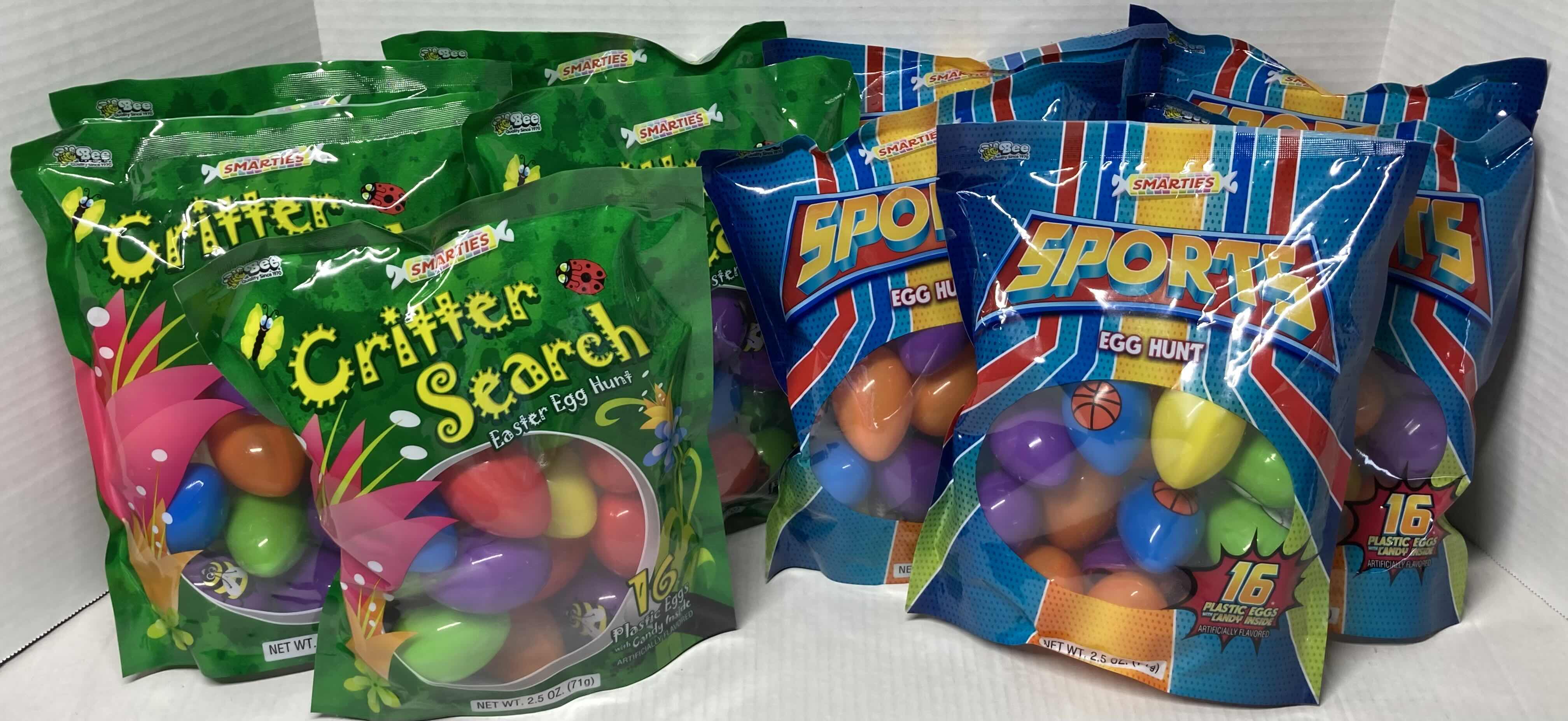 Photo 1 of NEW BEE SMARTIES FILLED PLASTIC EASTER EGG SETS (10)