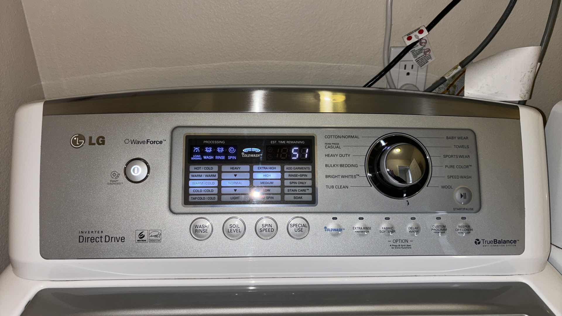 Photo 3 of LG 5.2 CU FT WAVE FORCE SERIES ULTRA LARGE CAPACITY HIGH EFFICIENCY TOP LOAD WASHING MACHINE (MODEL WT5001C)