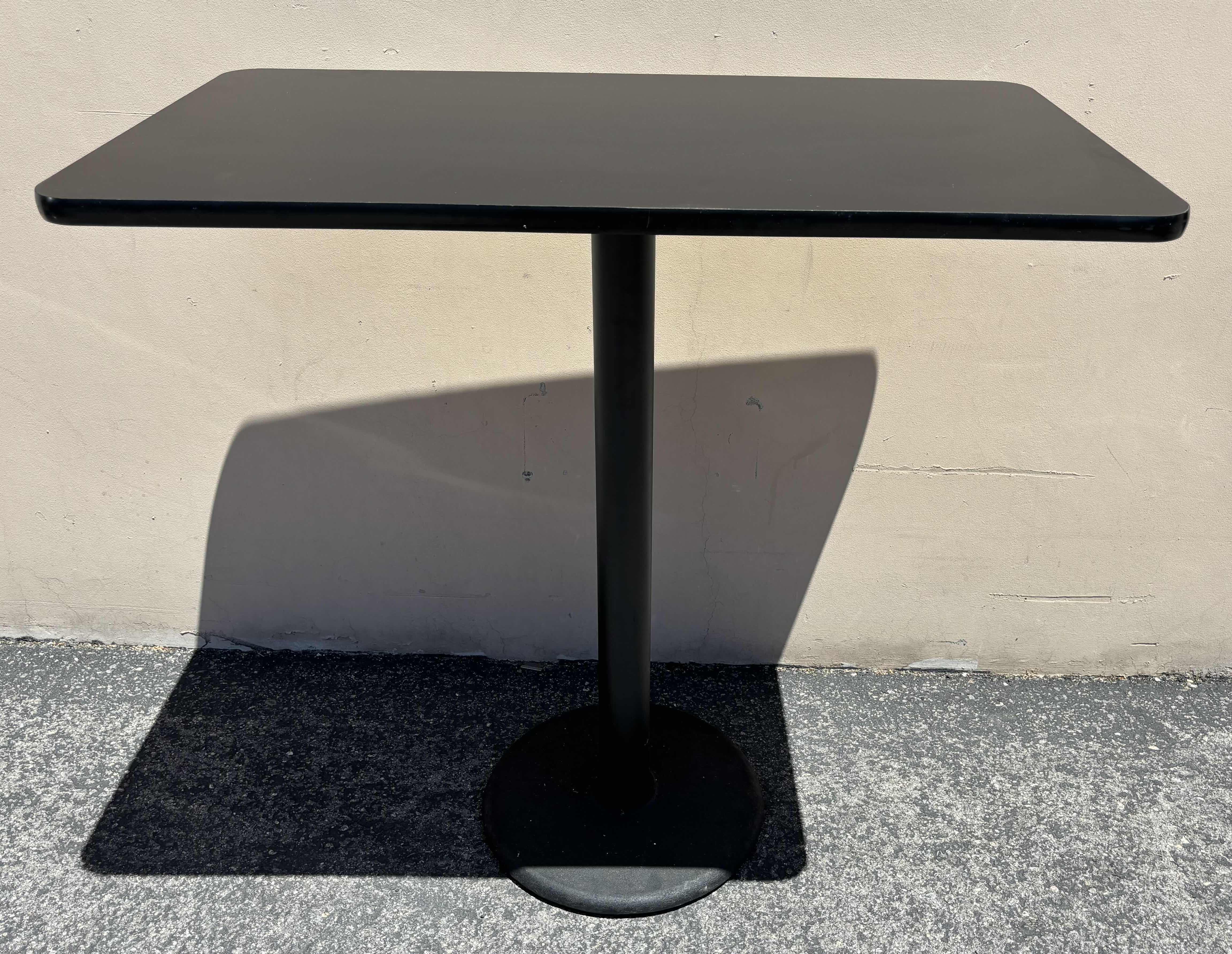 Photo 3 of FLASH FURNITURE STILES RECTANGULAR BLACK LAMINATE TABLE TOP W 24” ROUND BAR HEIGHT TABLE BASE 42"x 24” H43” (1)