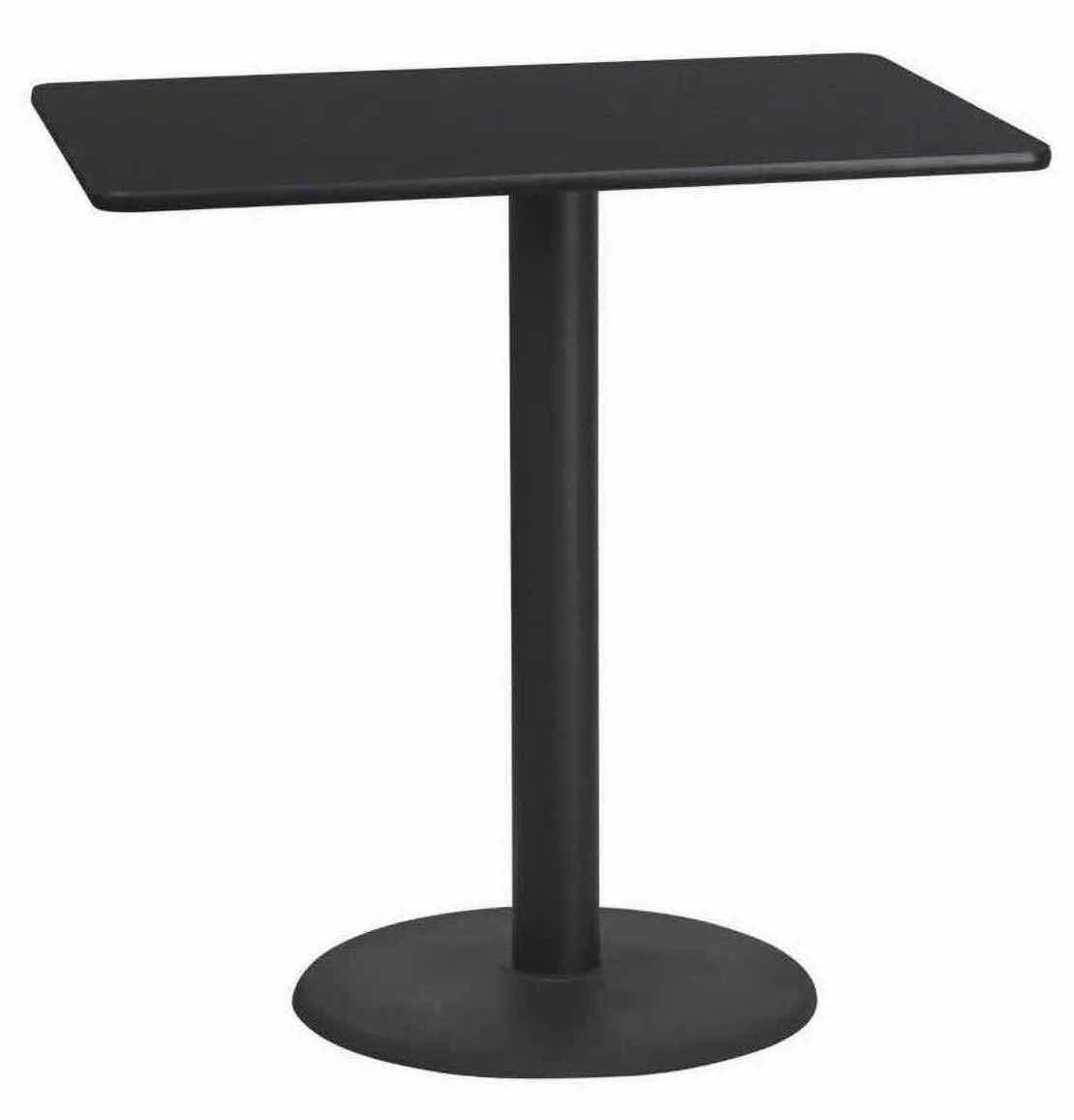 Photo 1 of FLASH FURNITURE STILES RECTANGULAR BLACK LAMINATE TABLE TOP W 24” ROUND BAR HEIGHT TABLE BASE 42"x 24” H43” (1)