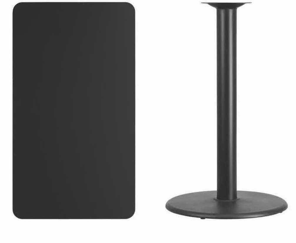 Photo 2 of FLASH FURNITURE STILES RECTANGULAR BLACK LAMINATE TABLE TOP W 24” ROUND BAR HEIGHT TABLE BASE 42"x 24” H43” (1)