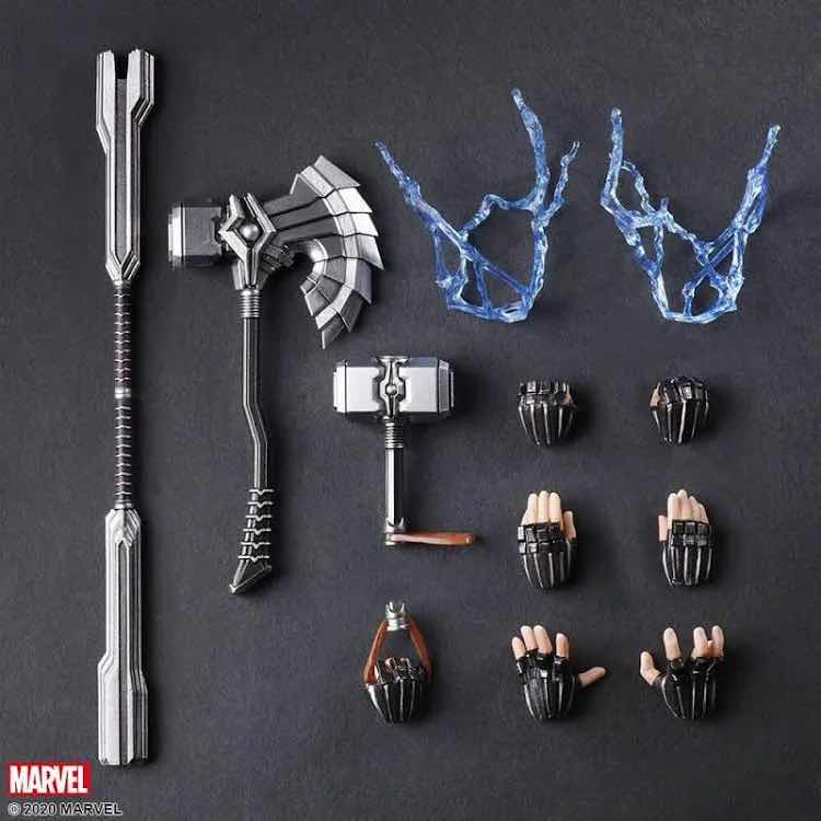 Photo 3 of  (DISPLAY MODEL) SQUARE ENIX MARVEL UNIVERSE VARIANT BRING ARTS DESIGNED BY TETSUYA NOMURA “THOR” 8” ACTION FIGURE W BASE STAND & ALL ACCESSORIES