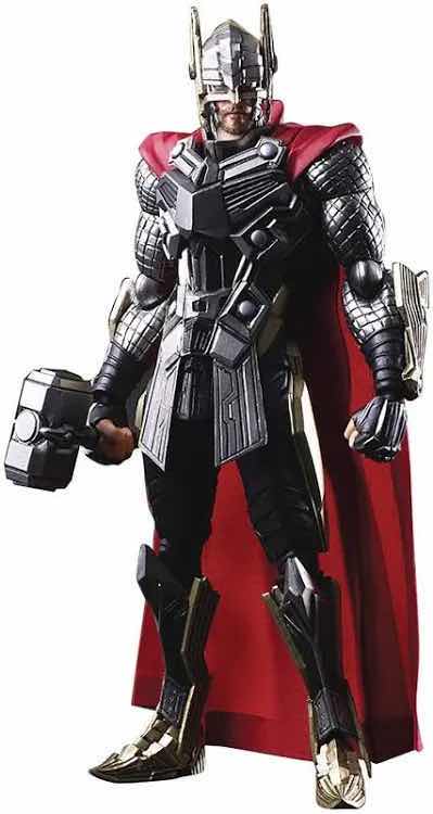 Photo 1 of  (DISPLAY MODEL) SQUARE ENIX MARVEL UNIVERSE VARIANT BRING ARTS DESIGNED BY TETSUYA NOMURA “THOR” 8” ACTION FIGURE W BASE STAND & ALL ACCESSORIES