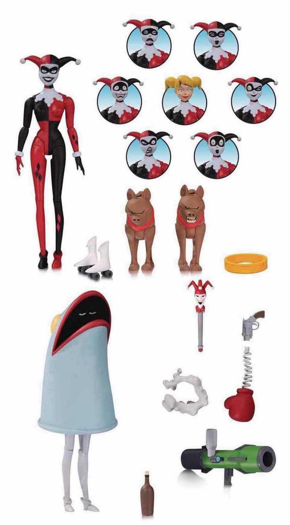 Photo 1 of (DISPLAY MODEL) 2018 DC COLLECTIBLES BATMAN THE ANIMATED SERIES 5.25” HARLEY QUINN ACTION FIGURE & EXPRESSIONS PACK W BASE STAND (COMPLETE)