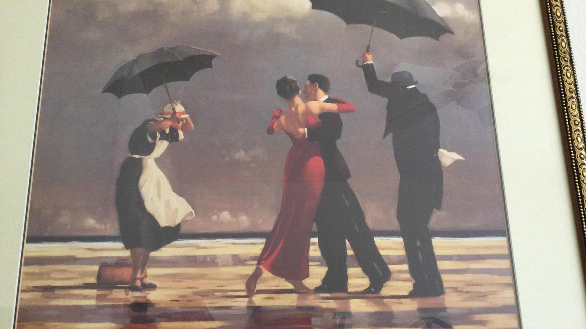 Photo 3 of FRAMED DANCING IN THE RAIN ARTWORK 33” X 28”