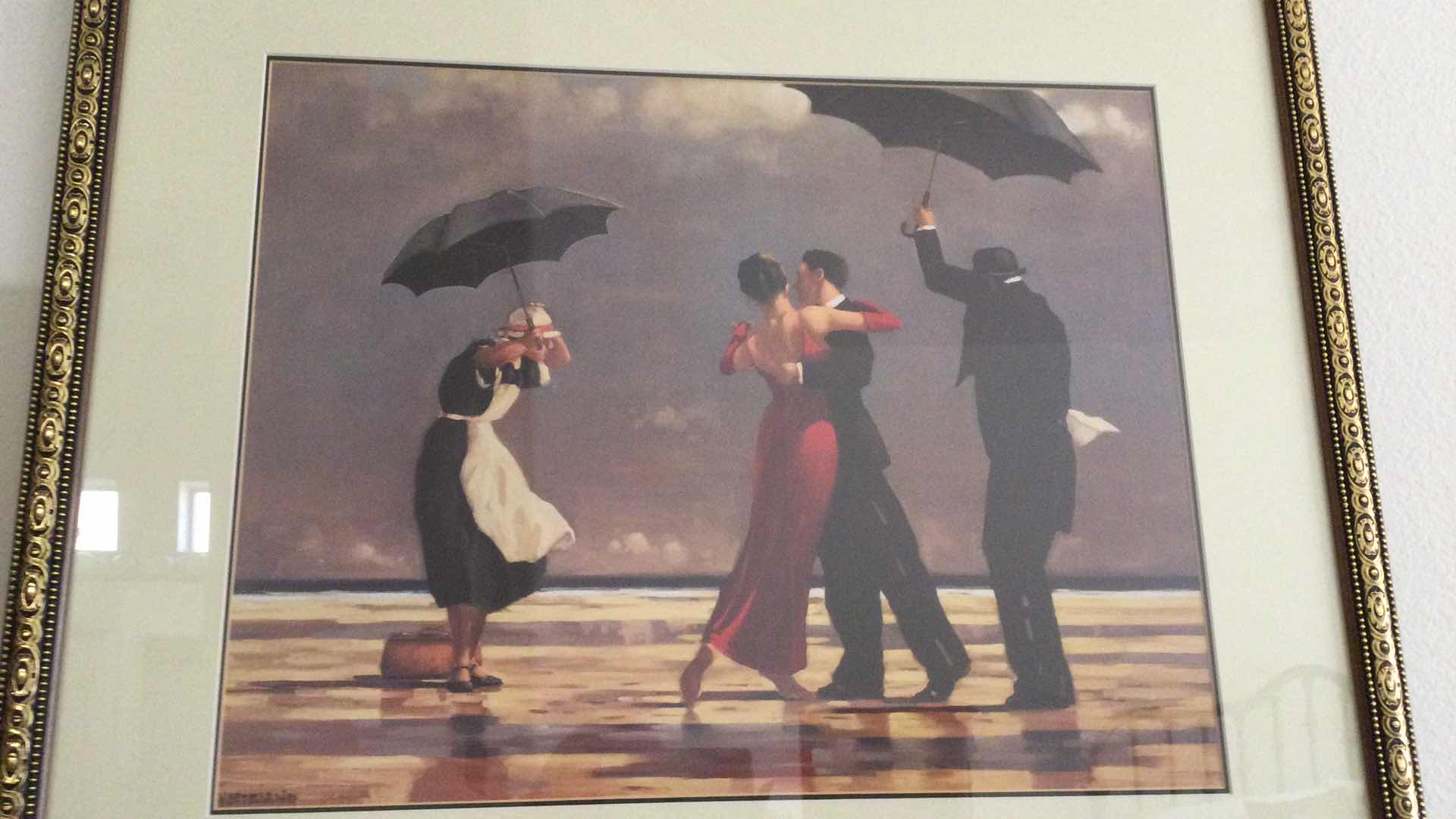 Photo 1 of FRAMED DANCING IN THE RAIN ARTWORK 33” X 28”