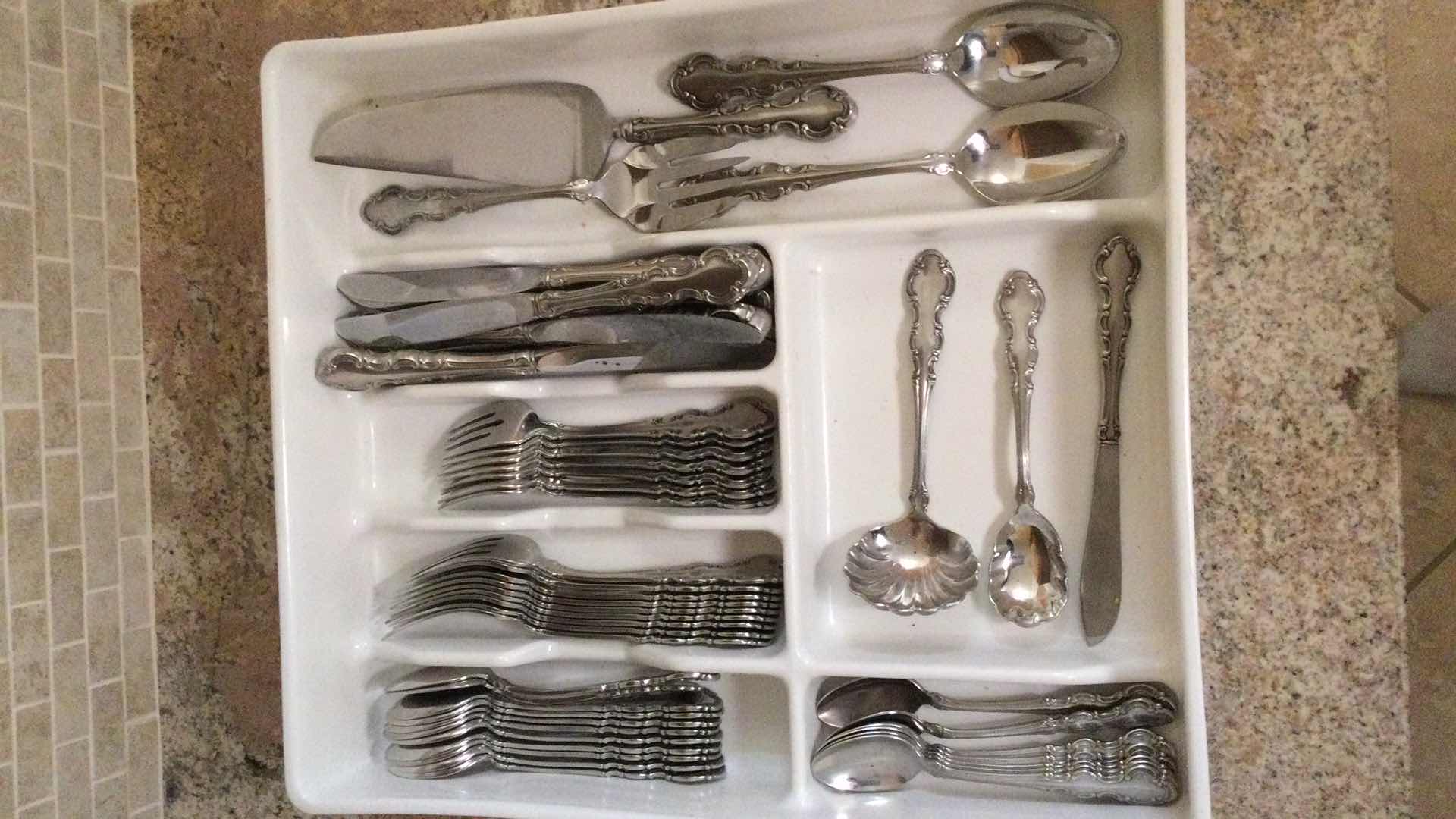 Photo 1 of INTERNATIONAL STAINLESS FLATWARE IN TRAY