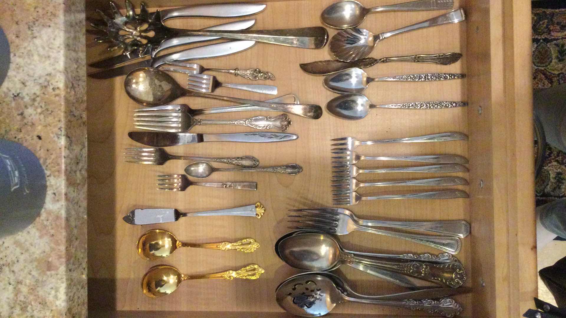 Photo 1 of CONTENTS IN KITCHEN DRAWER: ASSORTED FLATWARE W/ SERVING PIECES