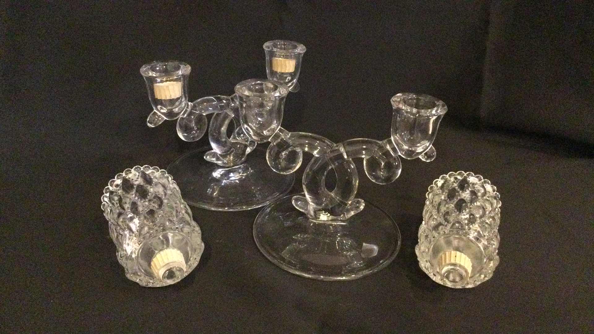 Photo 1 of HOME DECOR:  GLASS CANDLE HOLDERS (2) H 5”
