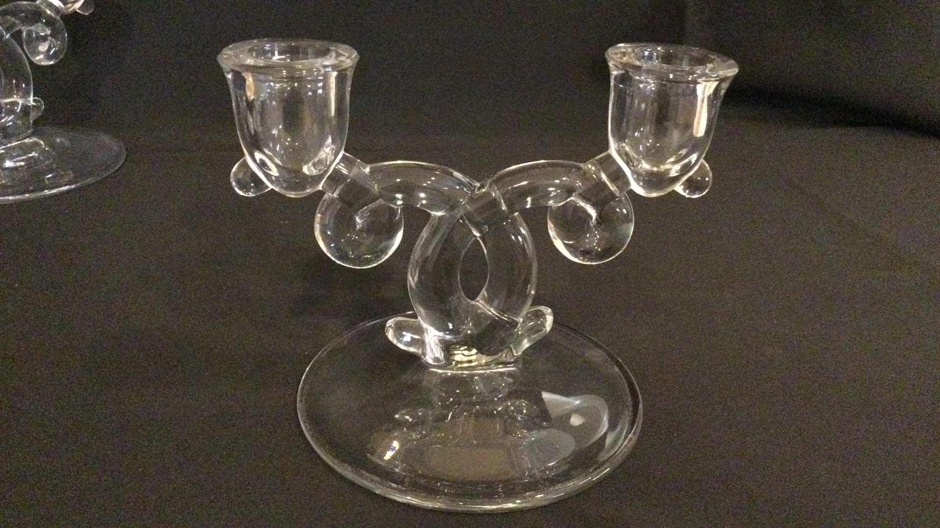 Photo 2 of HOME DECOR:  GLASS CANDLE HOLDERS (2) H 5”