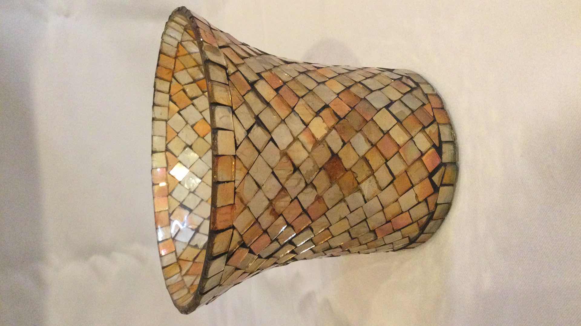 Photo 3 of GOLD MOSAIC GLASS CANDLE HOLDERS W/SHADE