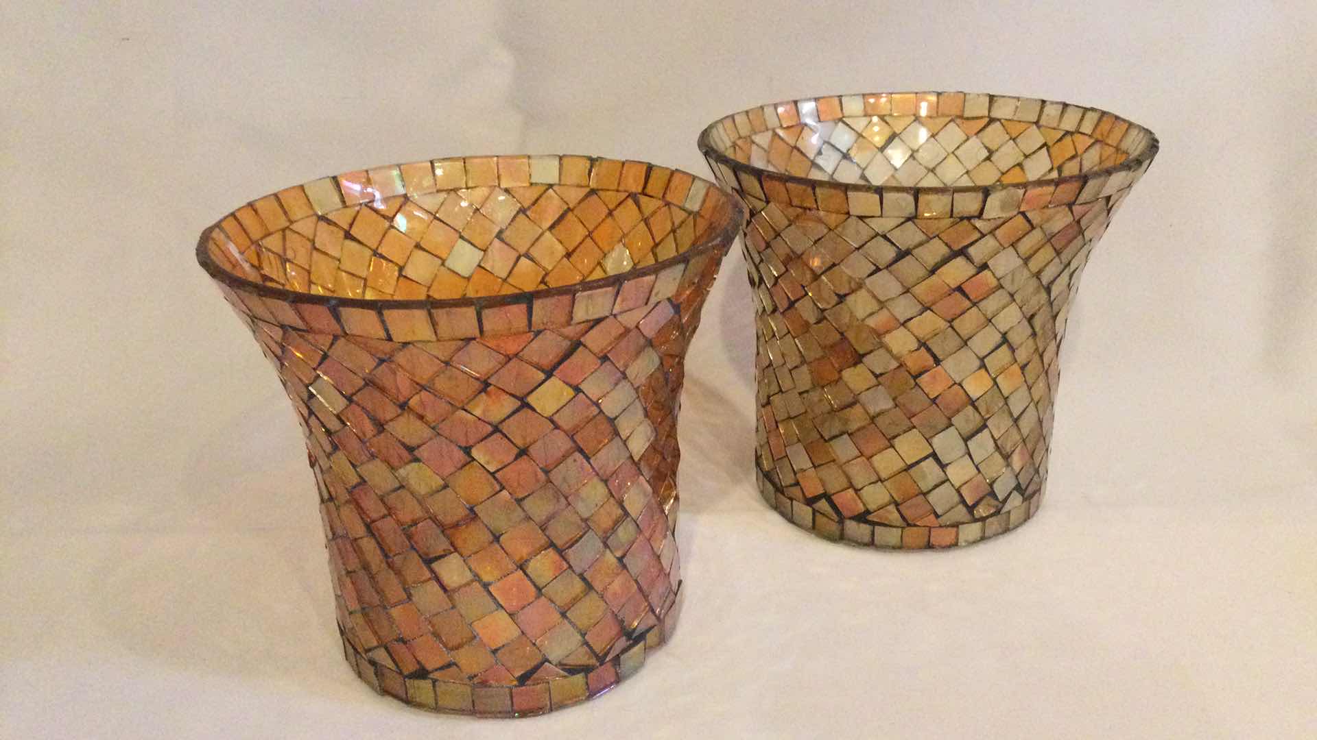 Photo 2 of GOLD MOSAIC GLASS CANDLE HOLDERS W/SHADE