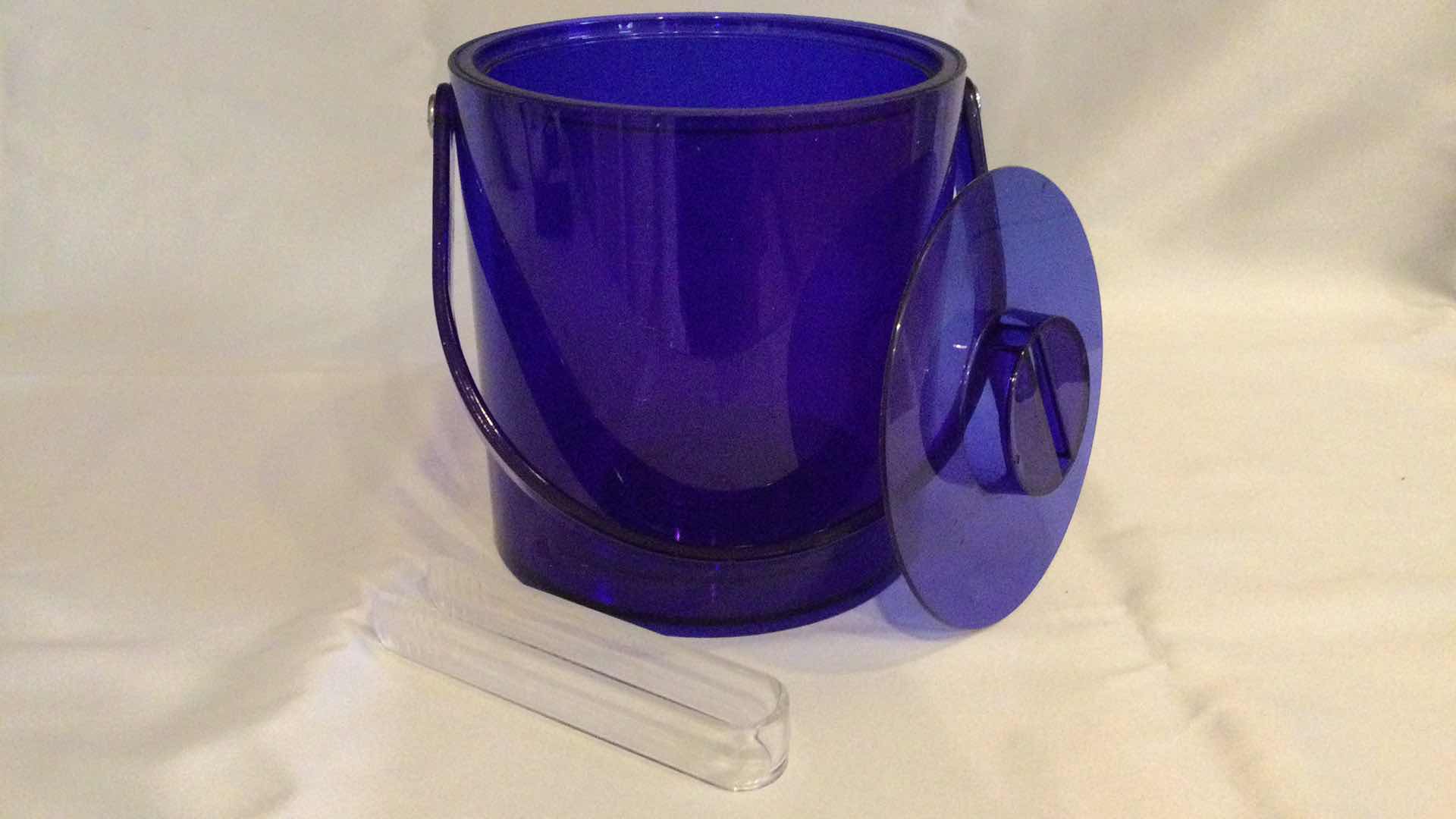 Photo 3 of ACRYLIC COBALT BLUE ICE BUCKET H 7.5”