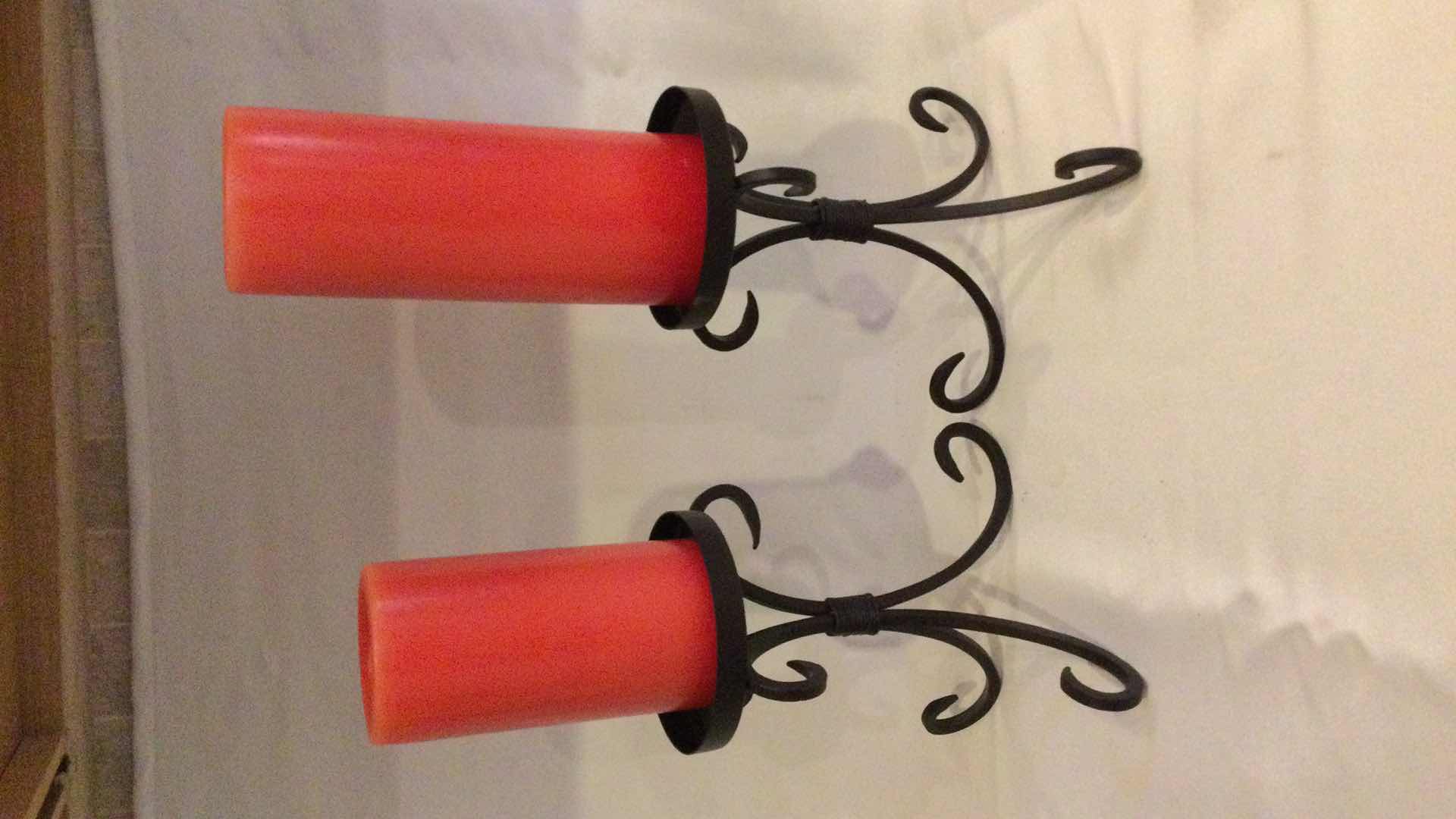 Photo 2 of BLACK SCULPTED METAL PILLAR CANDLE HOLDERS (3)