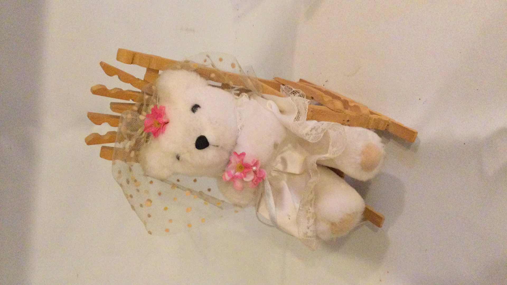 Photo 2 of BRIDE & GROOM PLUSH TEDDY BEARS IN ROCKING CHAIRS H 10”