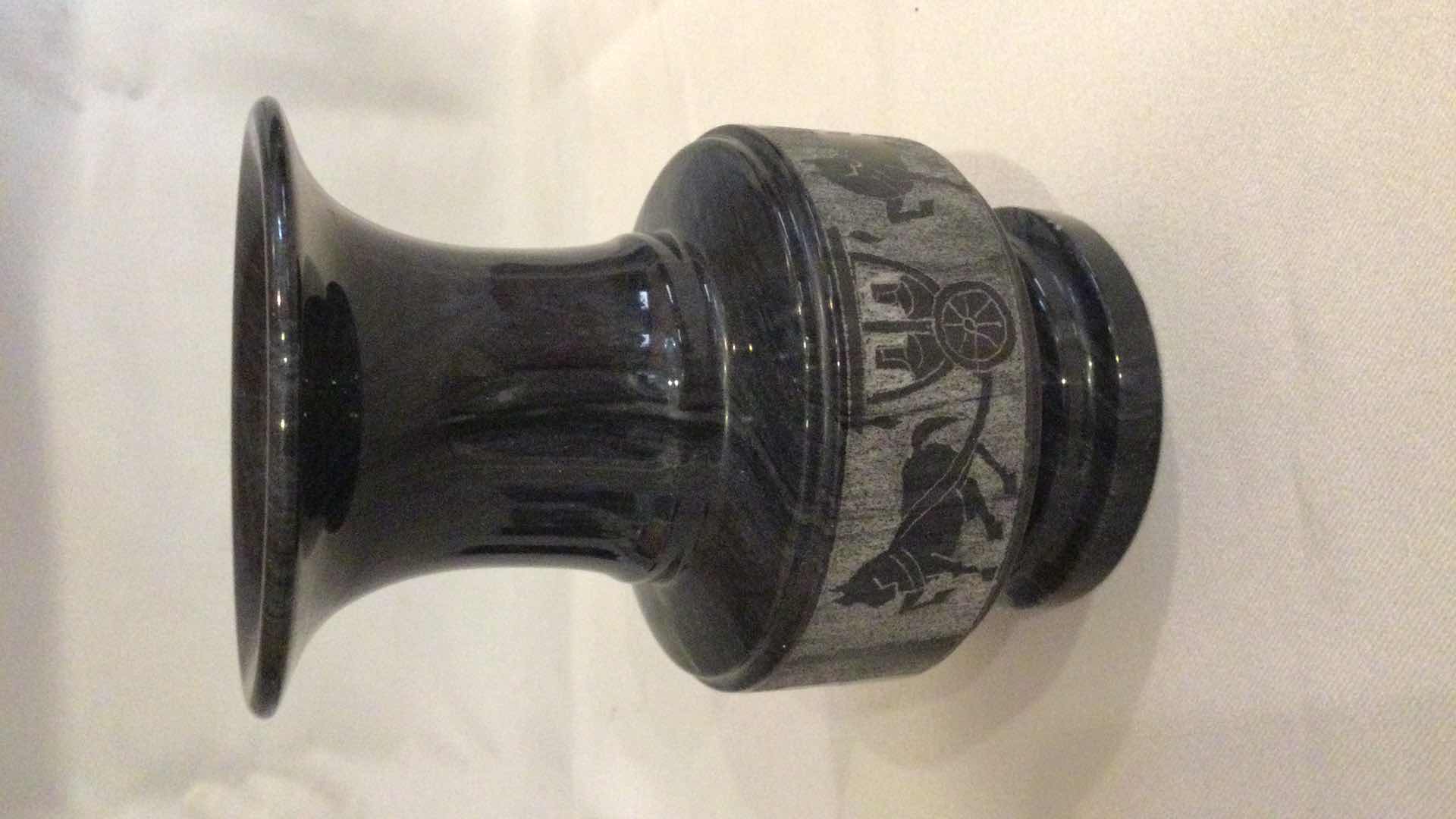 Photo 1 of CARVED/ETCHED STONE VASE H 5.5”