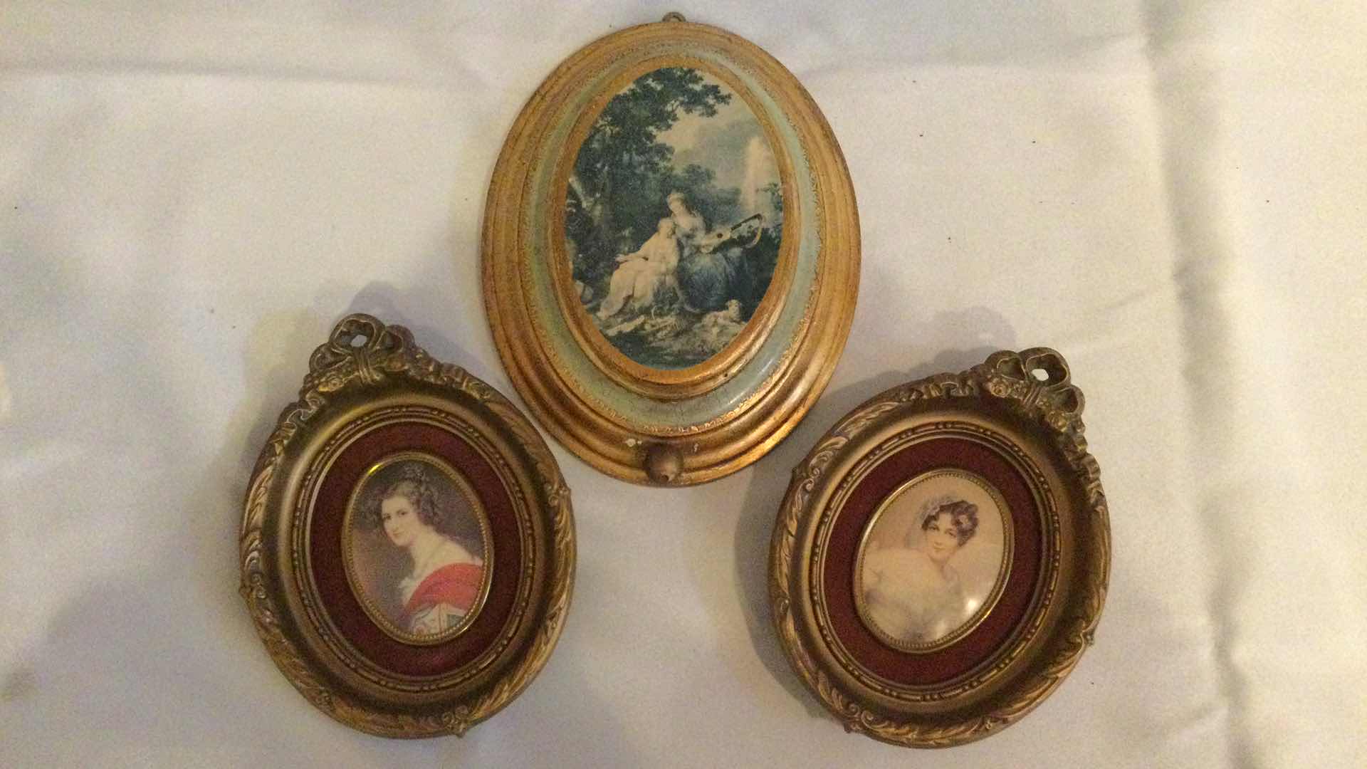 Photo 1 of VINTAGE HOME DECOR: GOLD W/ VICTORIAN ARTWORKS & WALL HANG MUSIC BOX