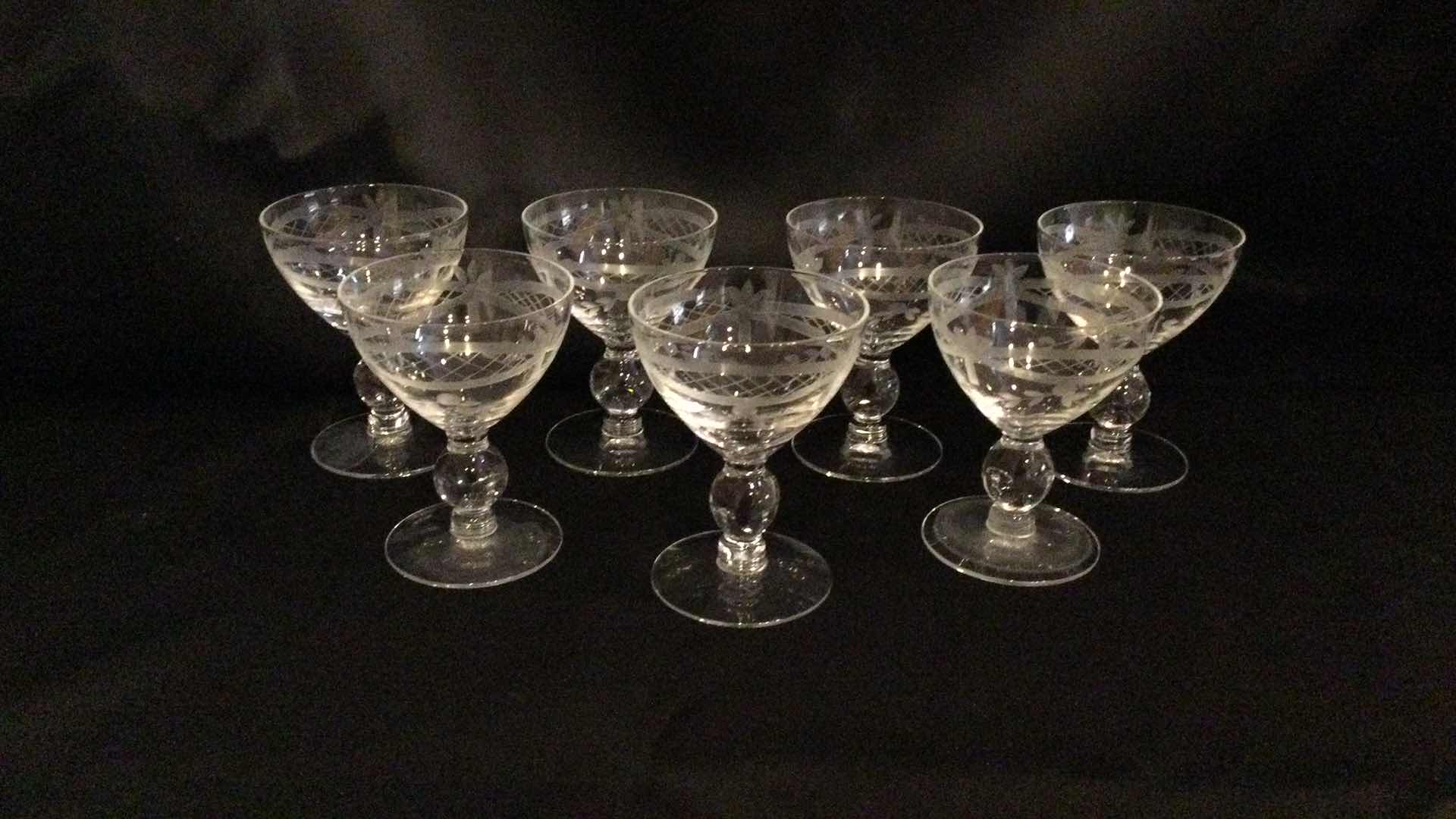 Photo 1 of ETCHED GLASS STEMWARE (7)