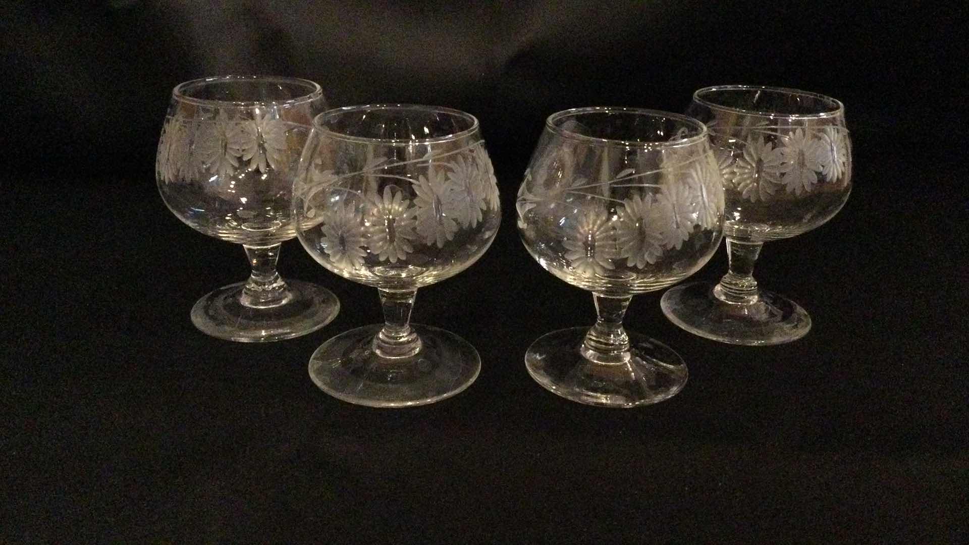 Photo 1 of ETCHED GLASS STEMWARE (4)