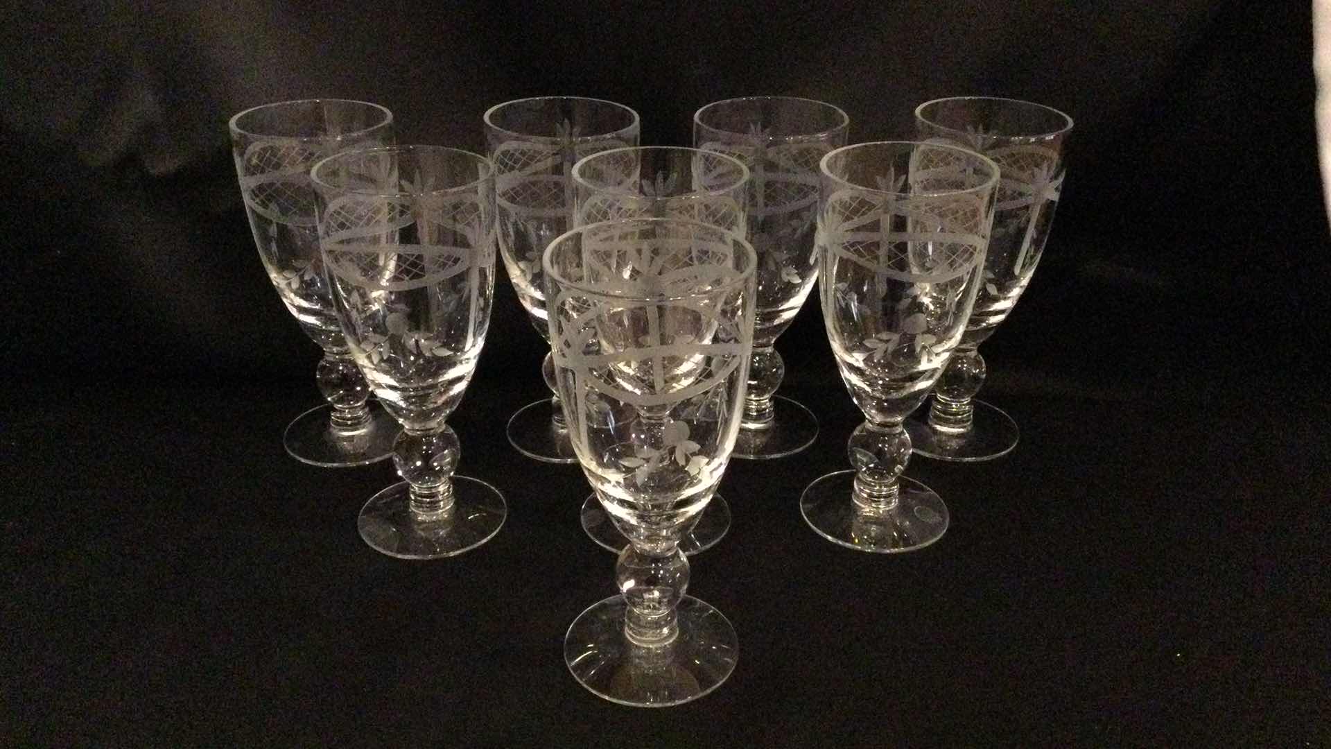 Photo 1 of ETCHED GLASS STEMWARE (8)
