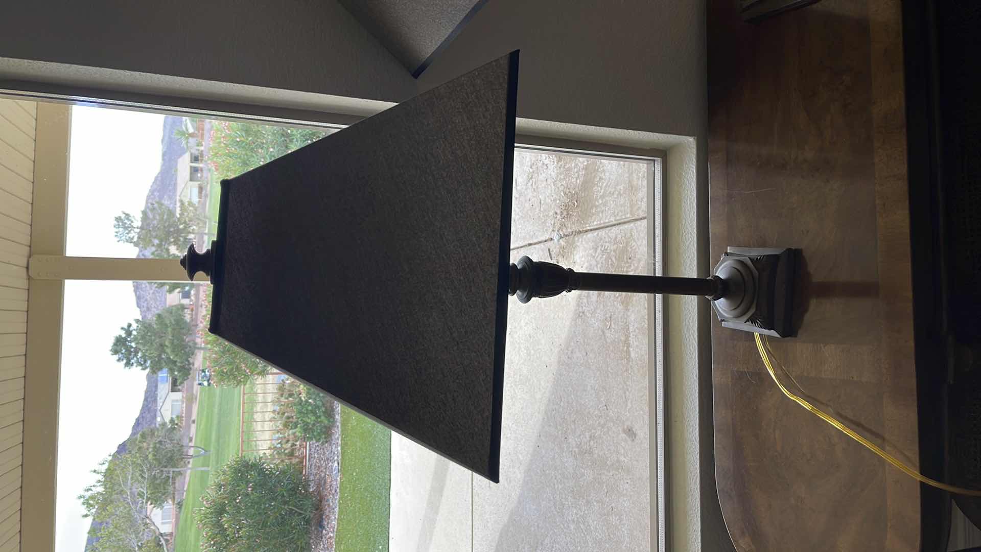 Photo 3 of TABLE LAMPS (2) W/ BROWN SHADE H 30” (ONE IS MISSING TOP SHADE HOLDER PIECE)