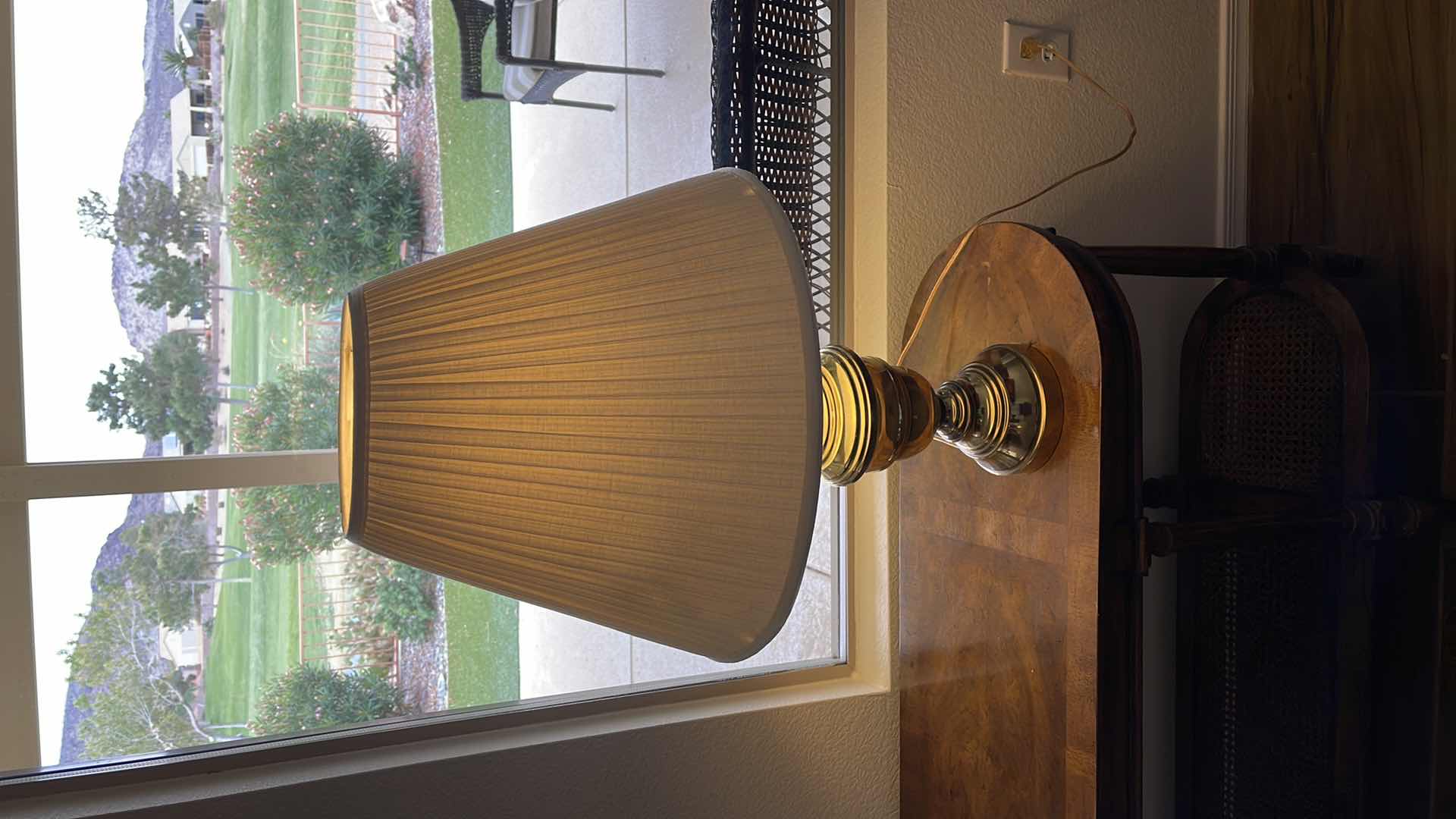 Photo 1 of BRASS TABLE LAMP W/ SHADE H 28”