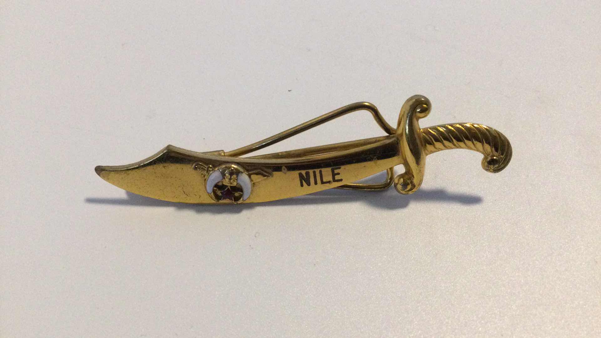 Photo 1 of VINTAGE MASONIC SHRINER NILE TIE BAR GOLD TONE