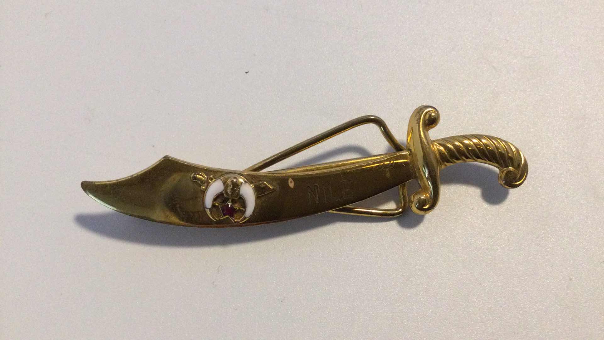 Photo 2 of VINTAGE MASONIC SHRINER NILE TIE BAR GOLD TONE