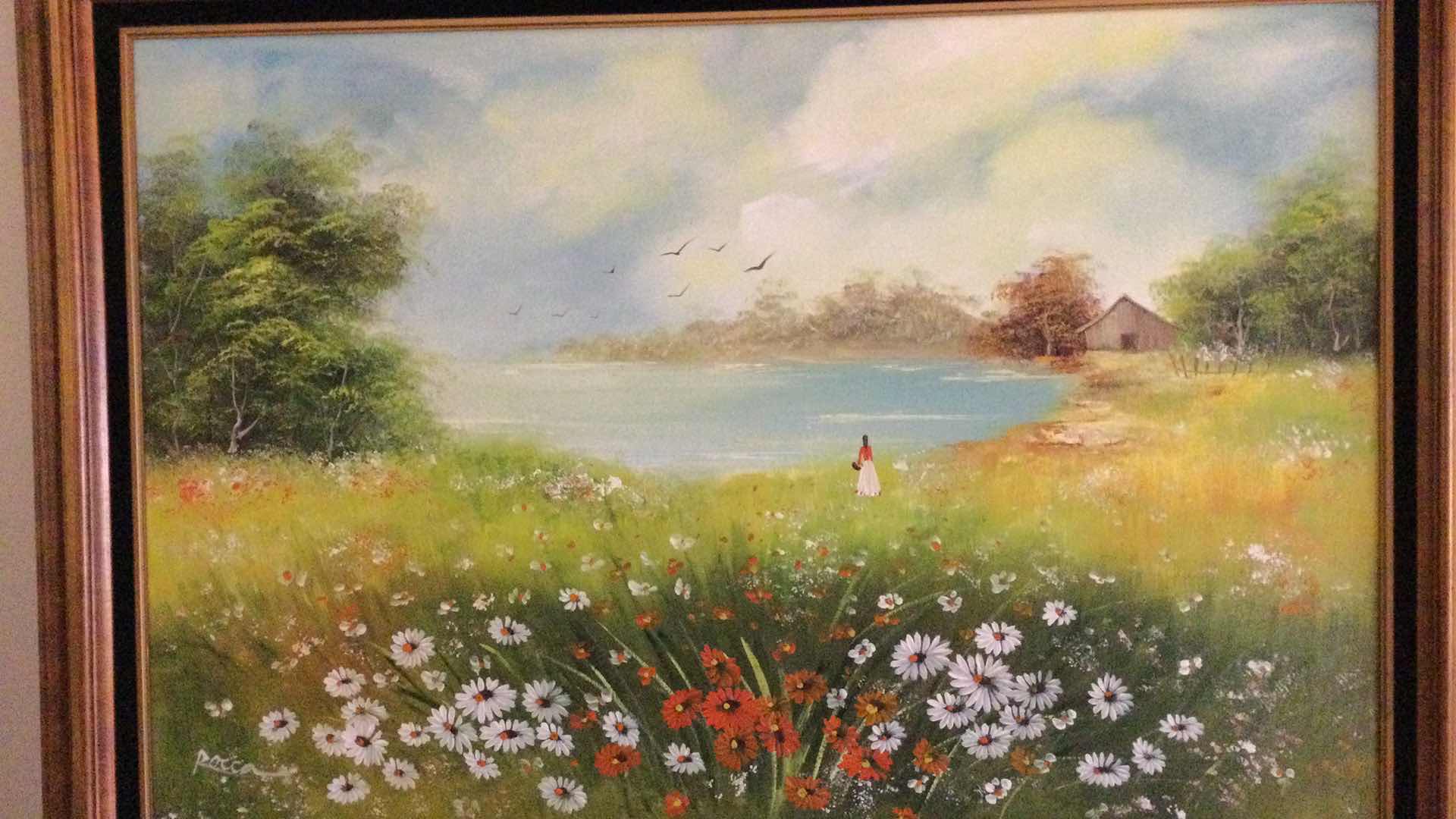Photo 2 of FRAMED ARTIST SIGNED PAINTING ON CANVAS 42” X 31”