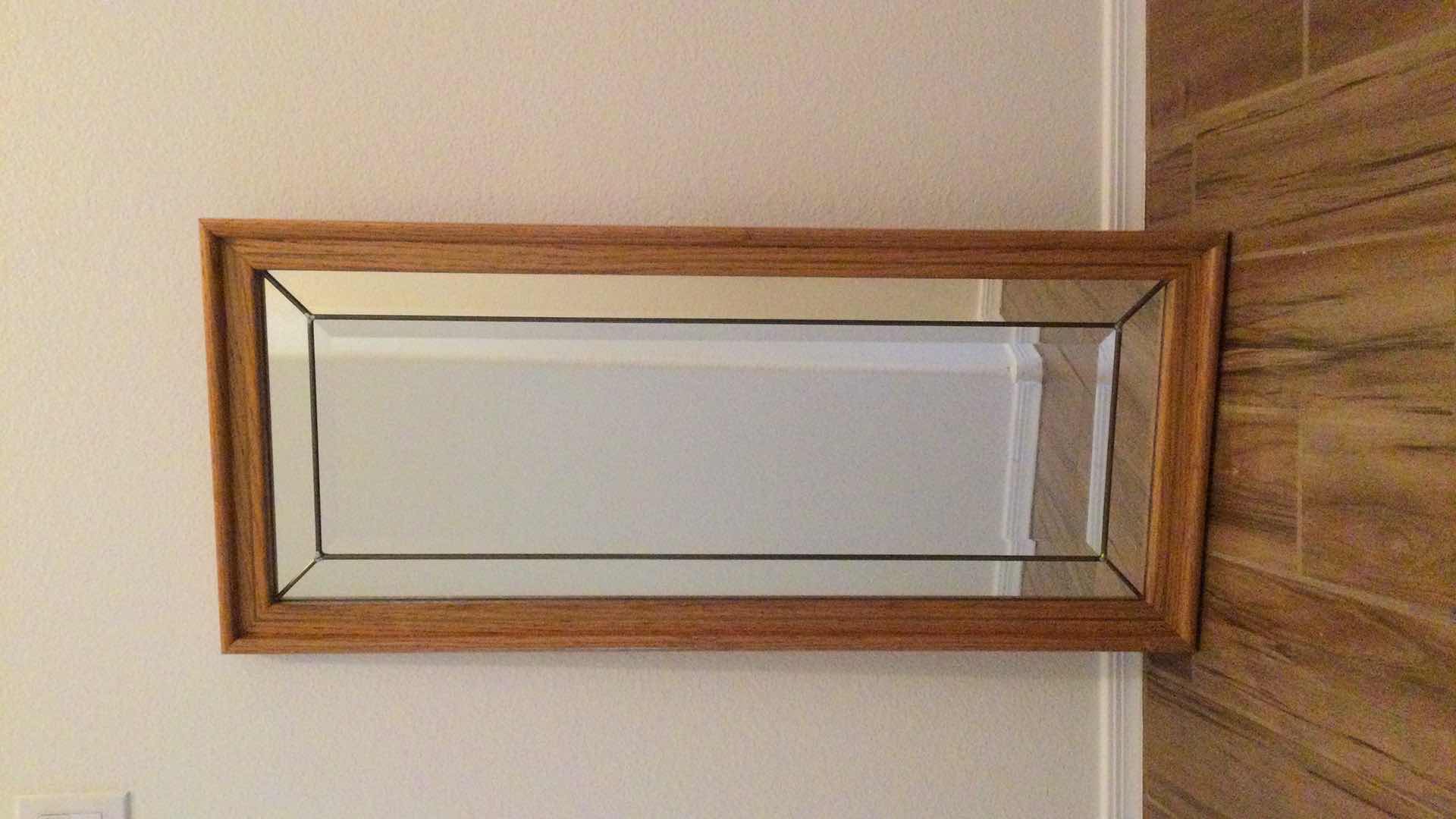 Photo 2 of SOLID WOOD W/ LEAD - BEVELED GLASS MIRROR 18” X 41”