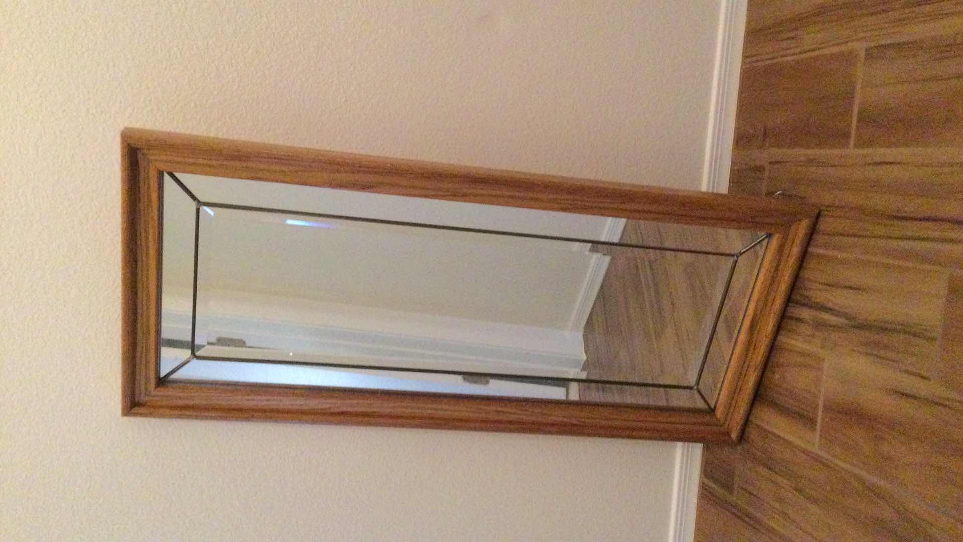 Photo 2 of SOLID WOOD W/ LEAD - BEVELED GLASS MIRROR 18” X 41”