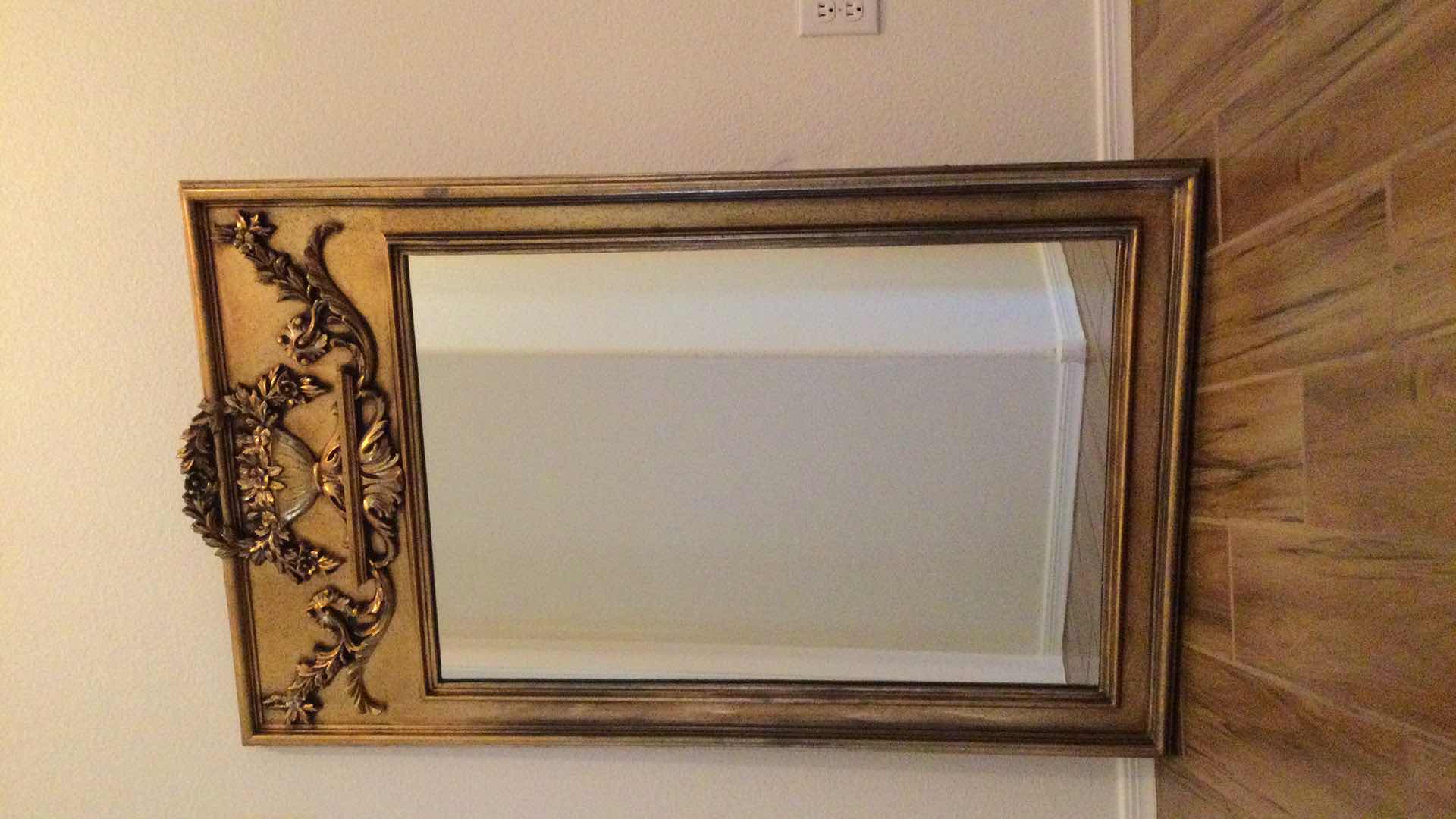 Photo 2 of ORNATE GOLD FRAMED WALL HANG MIRROR 30” X 49”
