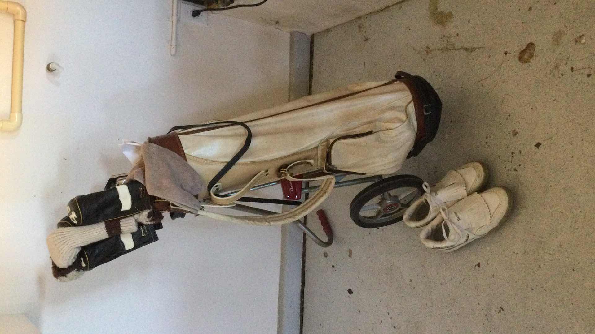 Photo 1 of GOLF CLUBS IN BAG W/ CLASSIC IV CADDY & DEXTER GOLF SHOES SIZE: 11 1/2 M