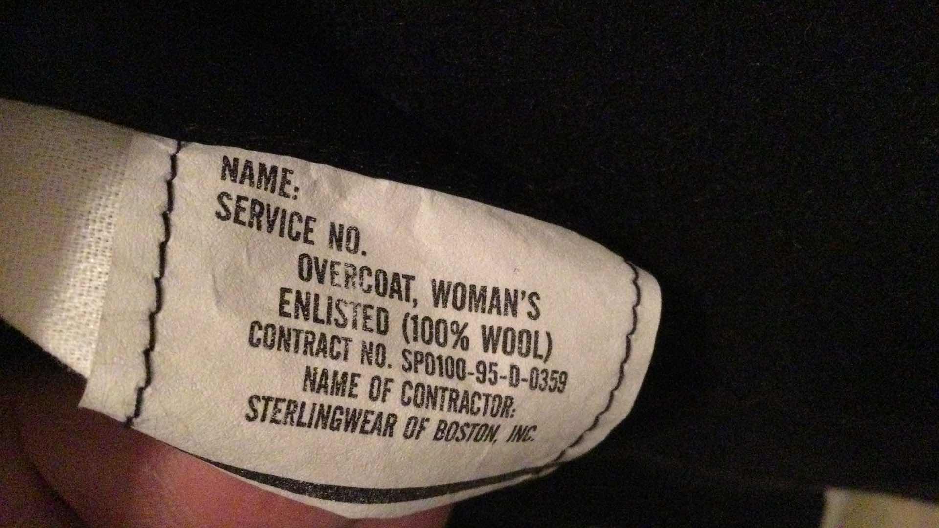 Photo 5 of WOMANS 100% WOOL  P-COAT SIZE 20R