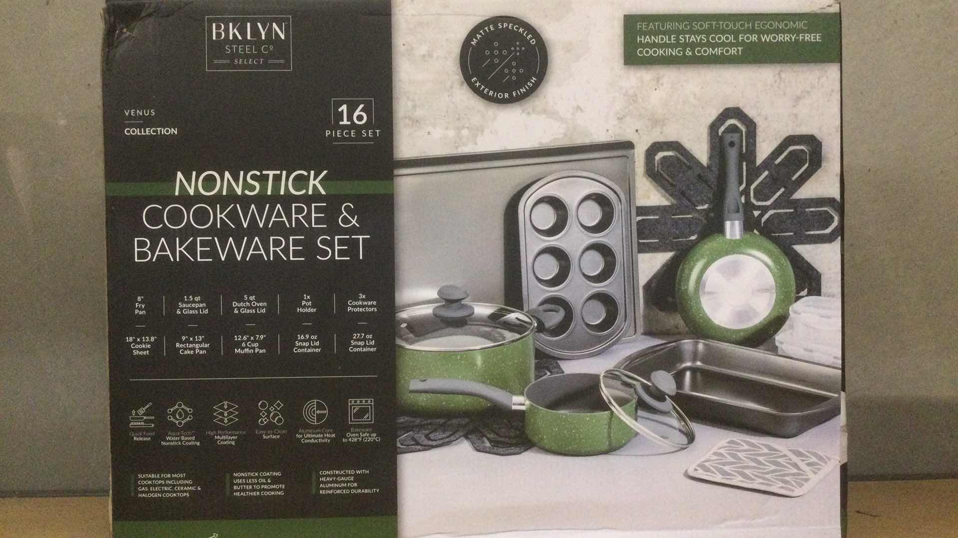 Photo 1 of NEW BKLYN STEELC SELECT 16-PIECE NONSTICK COOK & BAKEWARE SET GREEN