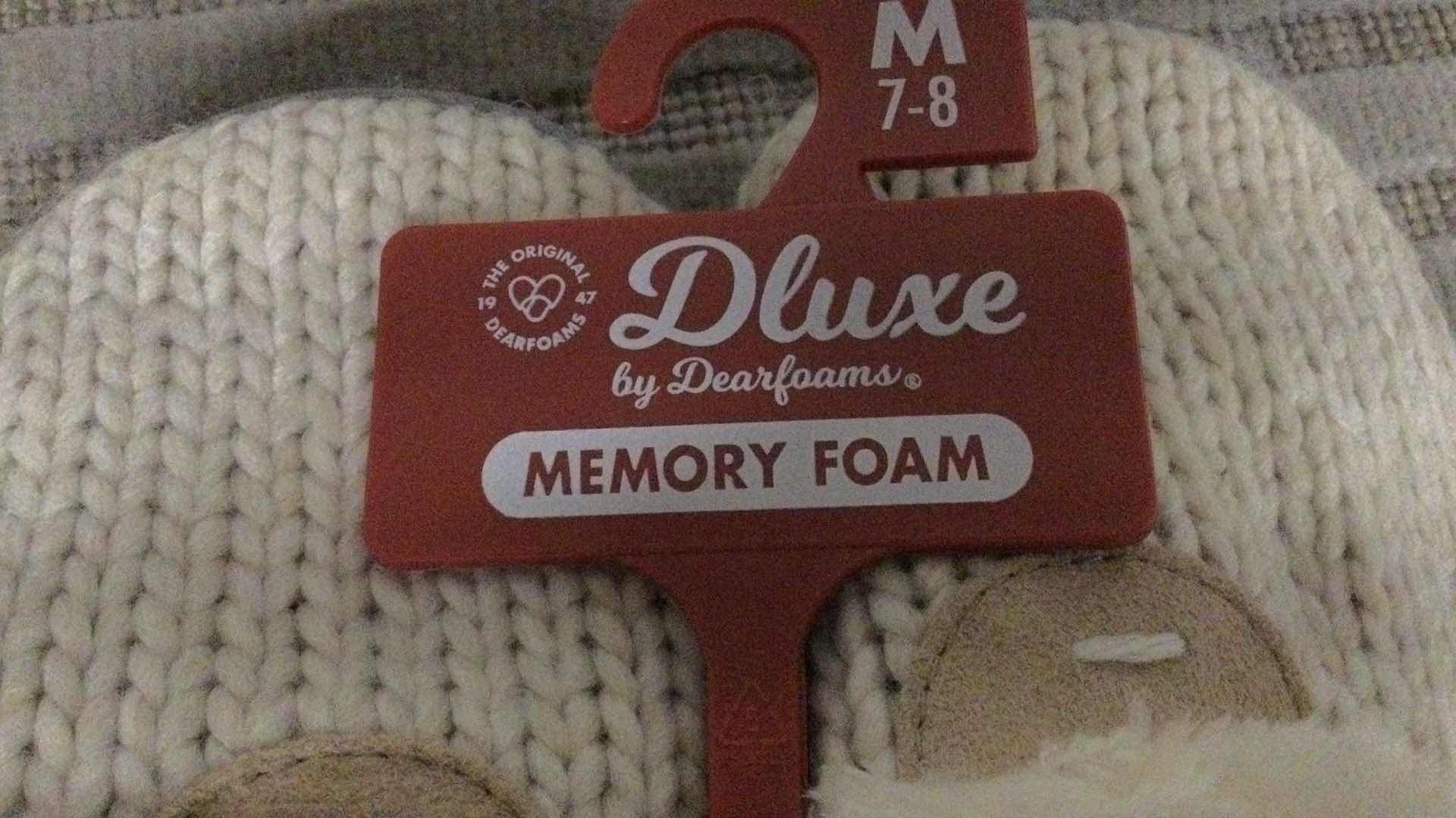 Photo 3 of NEW DLUXE BY DEARFORMS MEMORY FOAM SLIPPERS LADIES SIZE: M 7/8 OATMEAL 2-PAIR