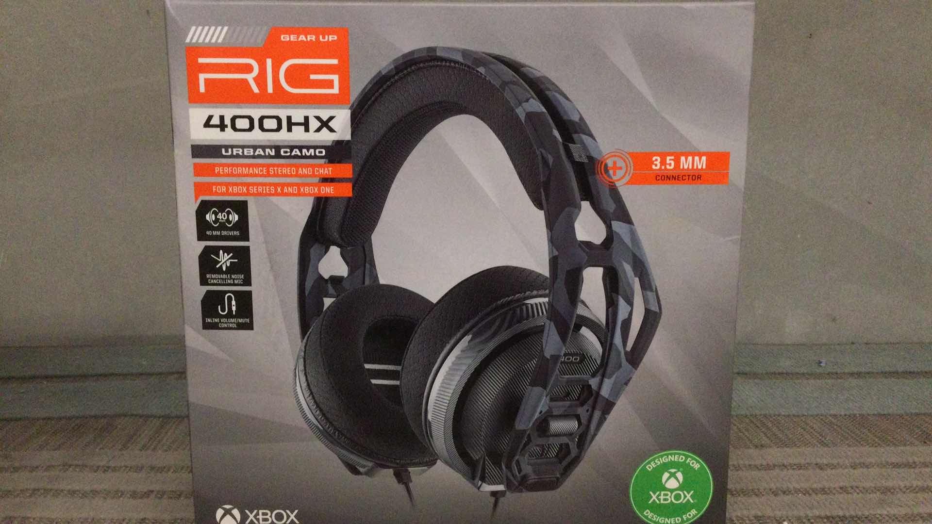 Photo 1 of RIG GEAR UP 400HX URBAN CAMO PERFORMANCE STEREO & CHAT CORDED GAMING  HEADSET FOR XBOX SERIES X & XBOX ONE