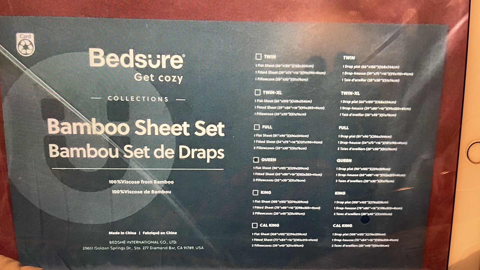 Photo 1 of NEW BEDSURE GET COZY  QUEEN SIZE BAMBOO SHEET SET