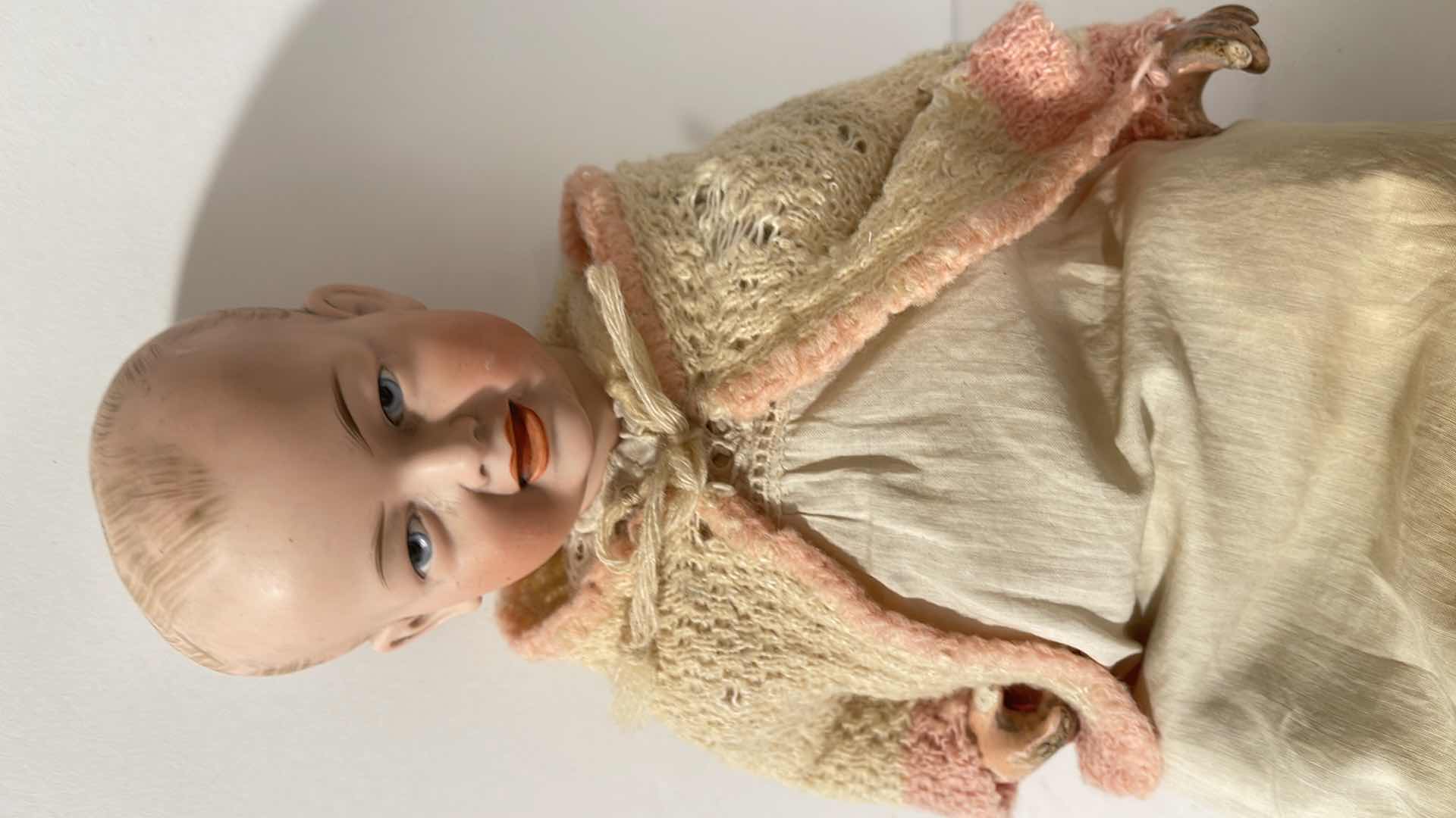 Photo 1 of ANTIQUE GERMANY
KLEY & HAHN
CHARACTER BABY
DOLL 10" PAINTED
FACE BISQUE COMPO