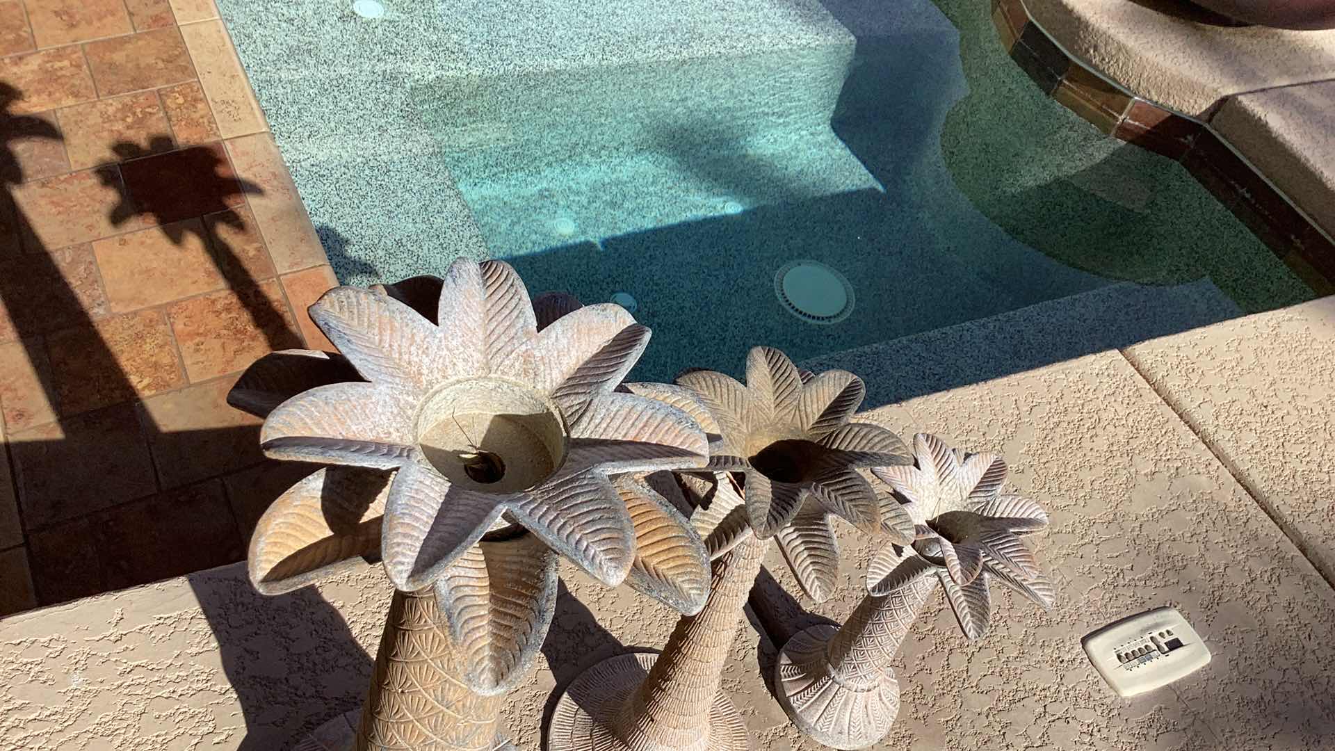 Photo 5 of OUTDOOR METAL 3  PALM TREE  CANDLE HOLDERS LARGEST 11" X 23"
