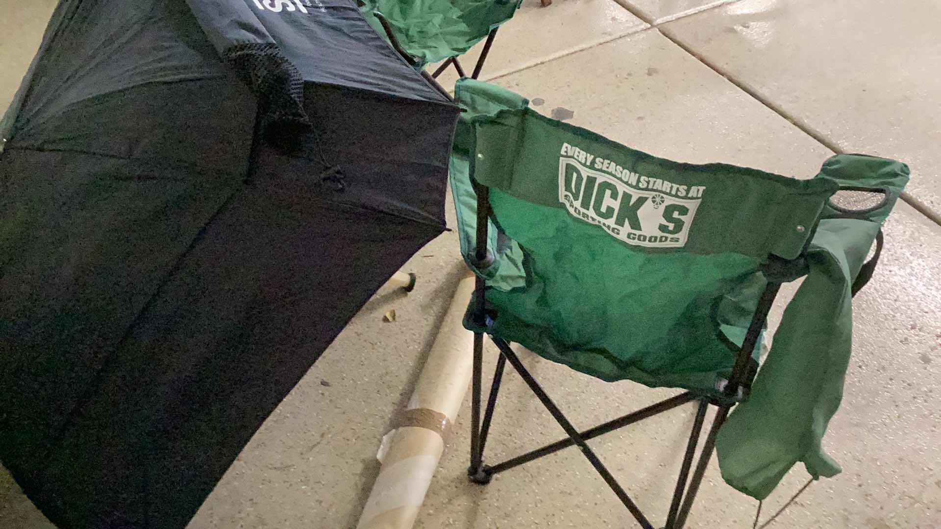 Photo 2 of 2-DICKS SPORTING GOODS CAMPING CHAIRS AND 2 LARGE SQUARE UMBRELLAS