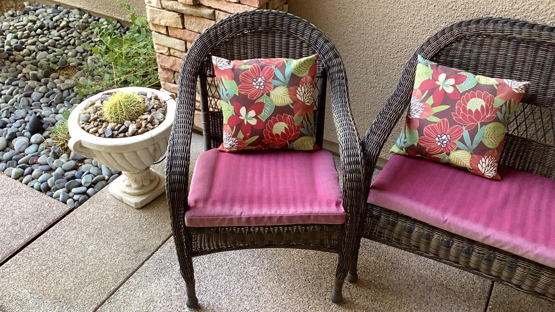 Photo 3 of TWO PIECE WICKER OUTDOOR PATIO FURNITURE WITH CUSHIONS