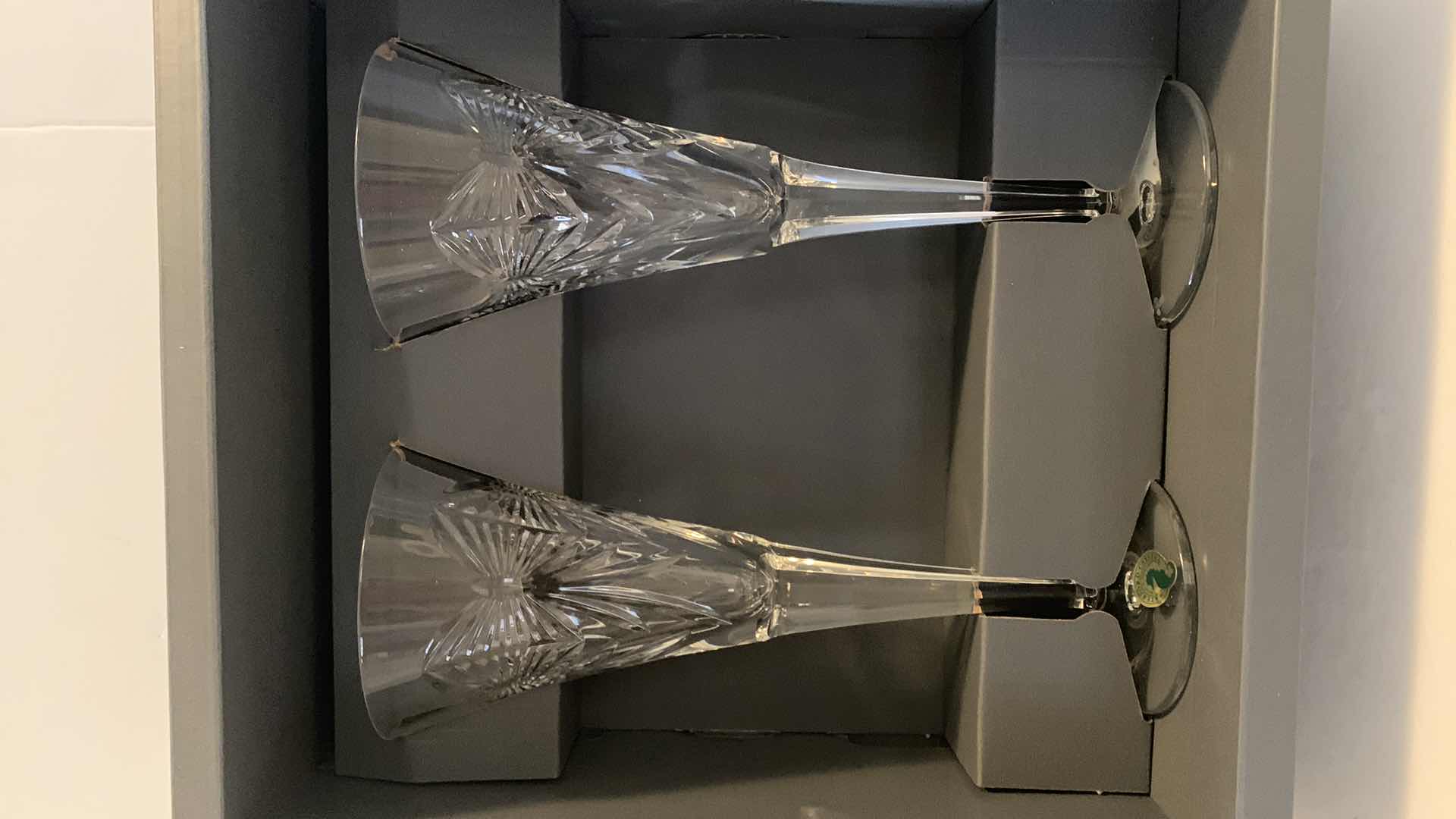 Photo 2 of 2 NEW WATERFORD CRYSTAL HAPPINESS TOASTING FLUTES