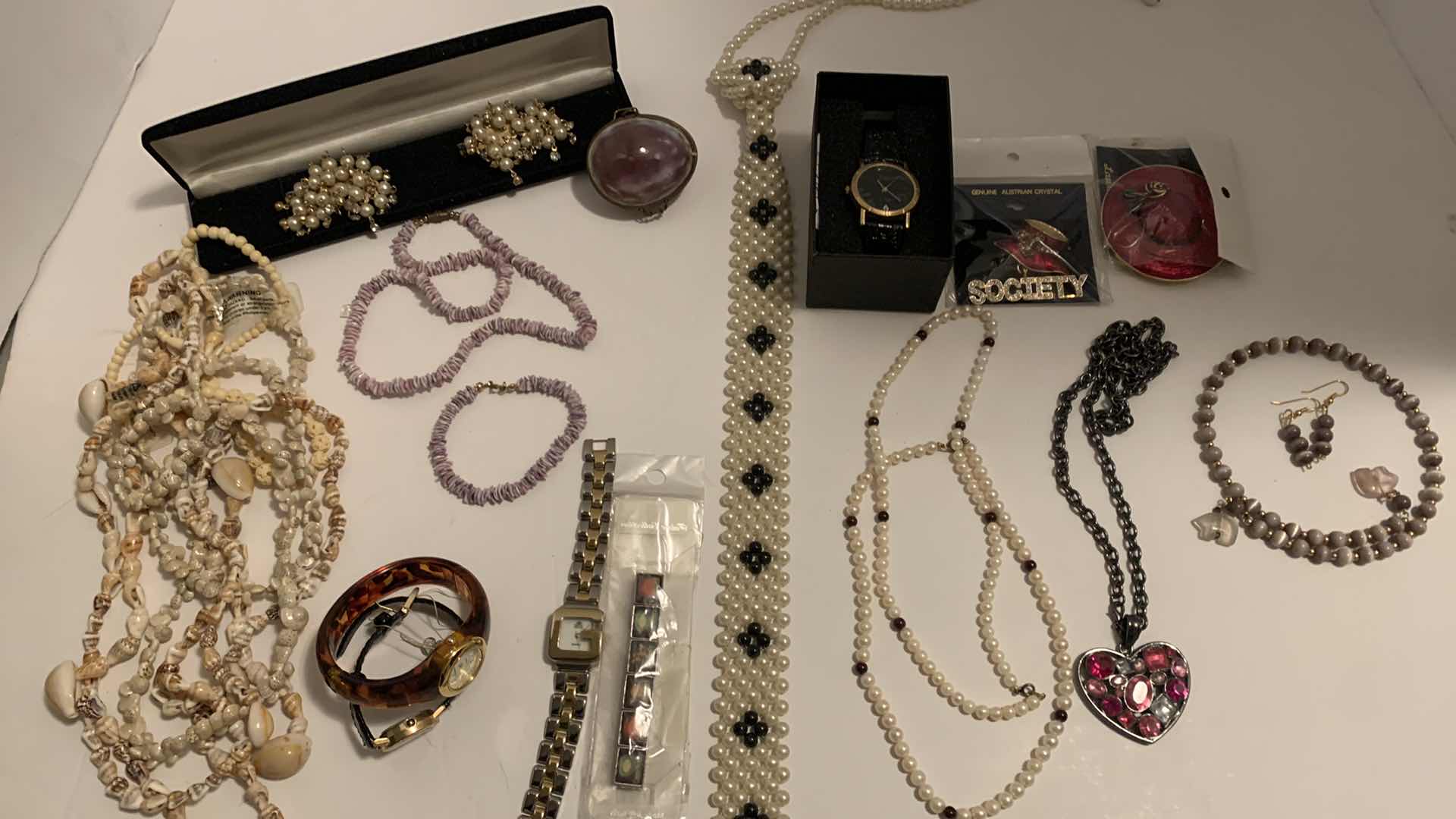 Photo 1 of COSTUME JEWELRY ASSORTMENT, WATCHES, NECKLACES, EARRINGS AND MORE
