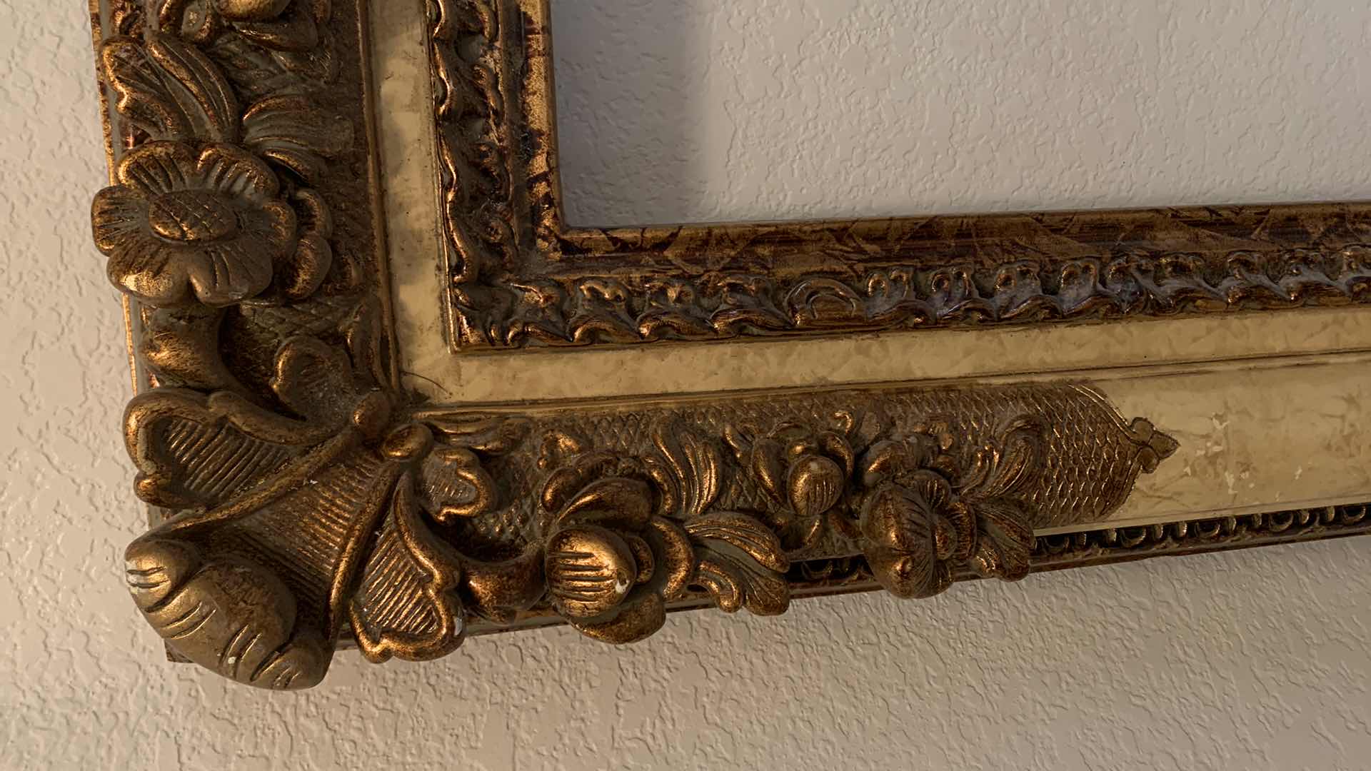 Photo 2 of LARGE ORNATE RESIN FRAME, ANTIQUED BRONZE AND IVORY COLOR 47” x 60”