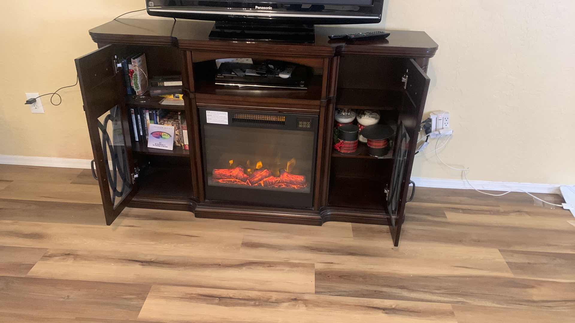 Photo 5 of FIREPLACE  AND ENTERTAINMENT CABINET (CONTENTS, TV NOT INCLUDED) WORKS 60” x 16” x 36”