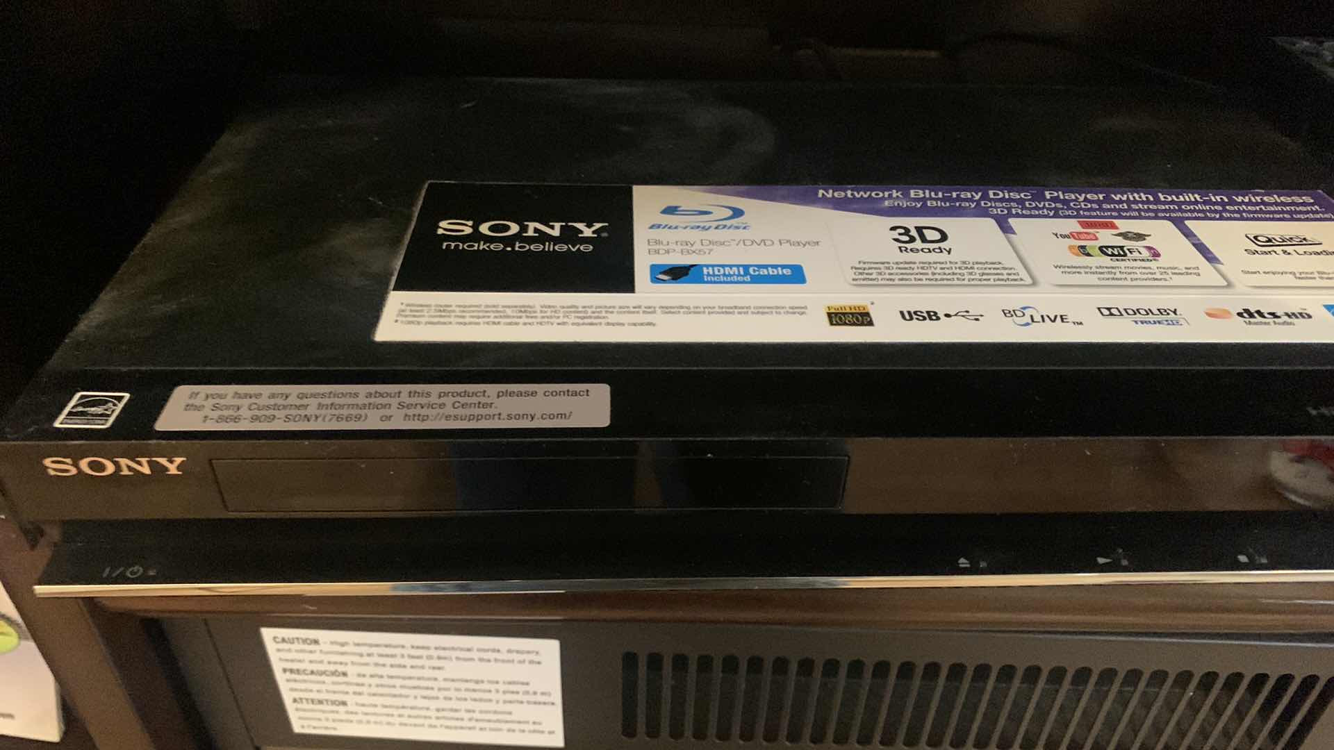 Photo 3 of SONY BLUE TAY DISC / DVD PLAYER W REMOTE