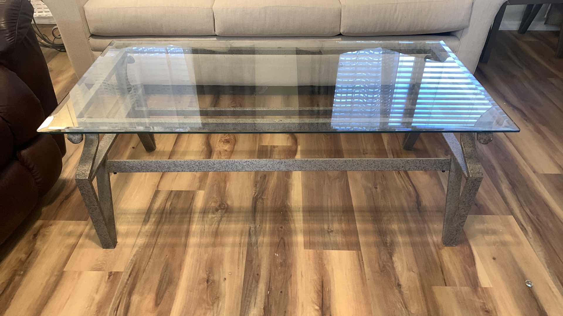 Photo 1 of METAL AND GLASS SOFA TABLE 48” x 24” x H18”