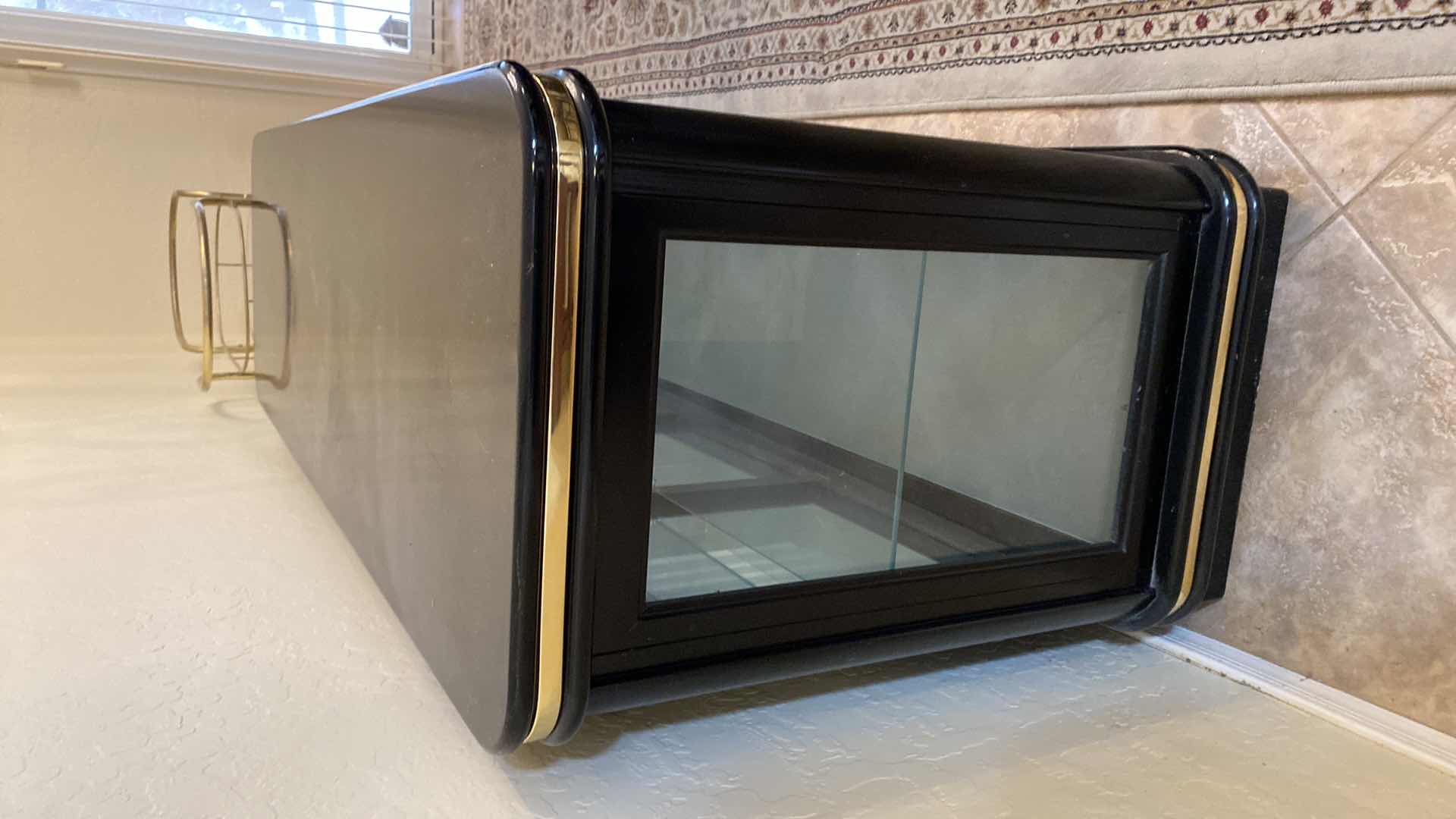 Photo 3 of BLACK LACQUER AND GLASS SIDEBOARD 56” X 18” H29